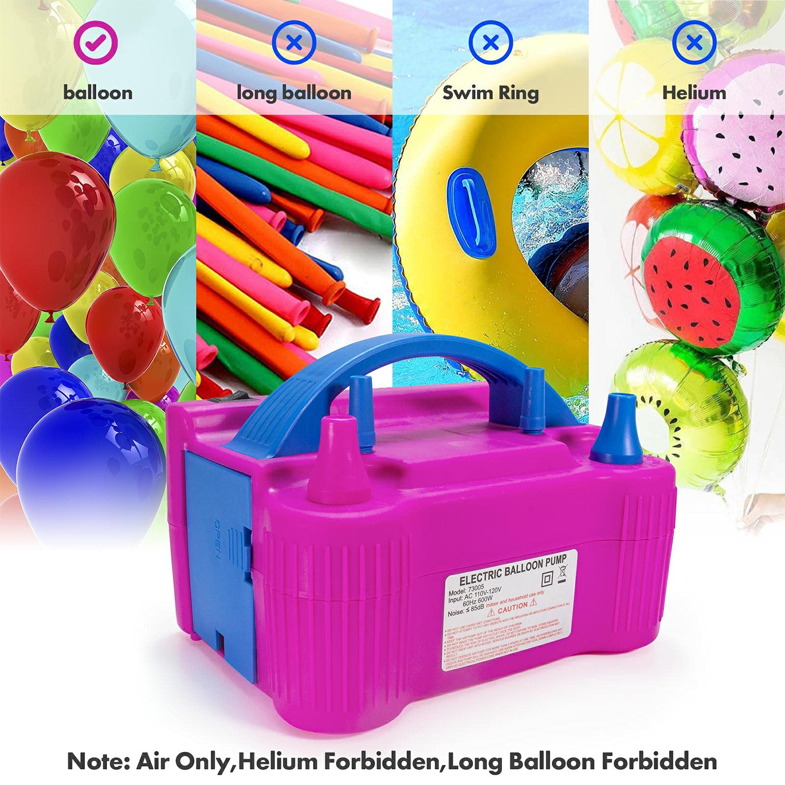 Portable Electric Balloon Pump - 110V 600W Fast Inflation for Party, Wedding, Holiday Decorations - Perfect for Birthday Celebrations, Baby Showers & Event Decor