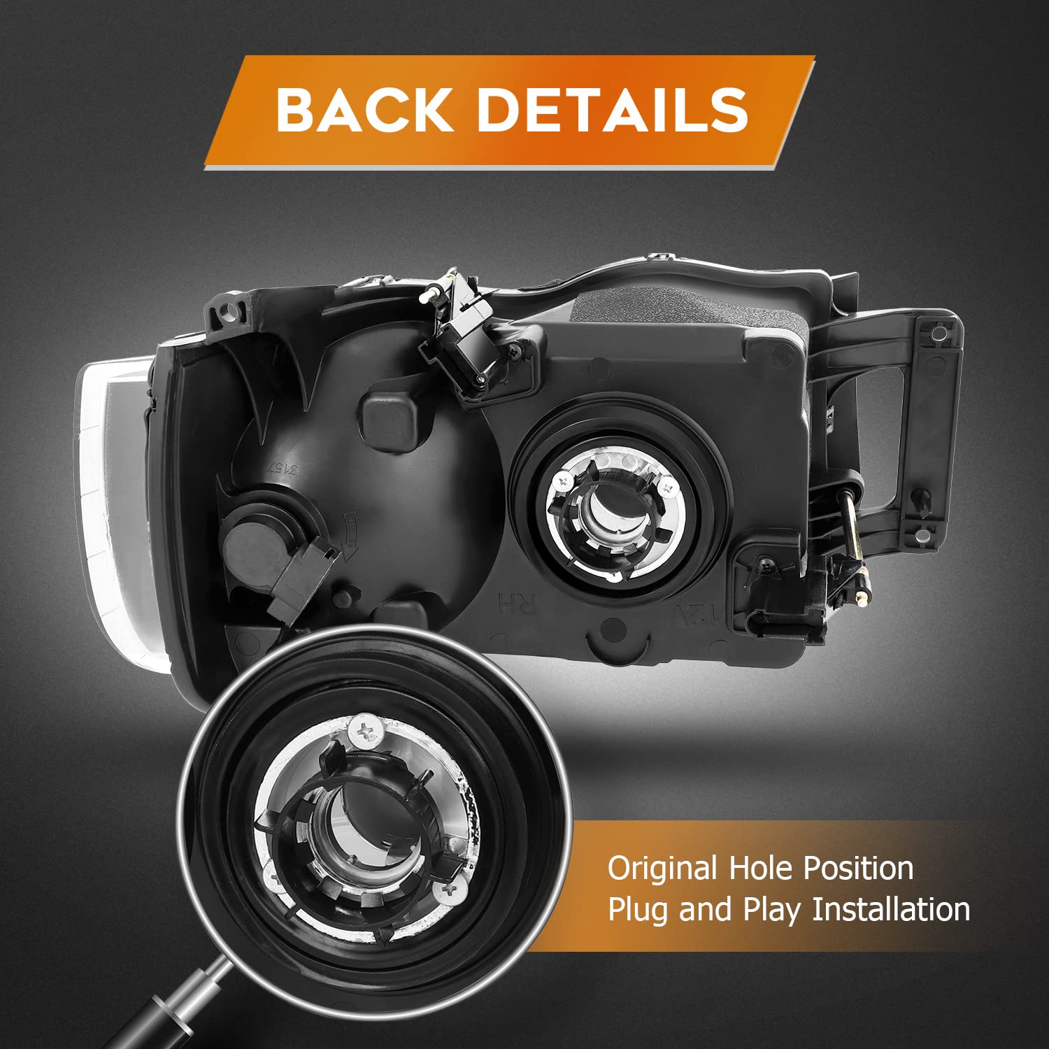 Dodge Ram 1500 2500 3500 Headlight Assembly (2002-2005) - Black Housing, Clear Reflector & Lens - Driver & Passenger Side - Perfect for Night Driving & Off-Road Adventures