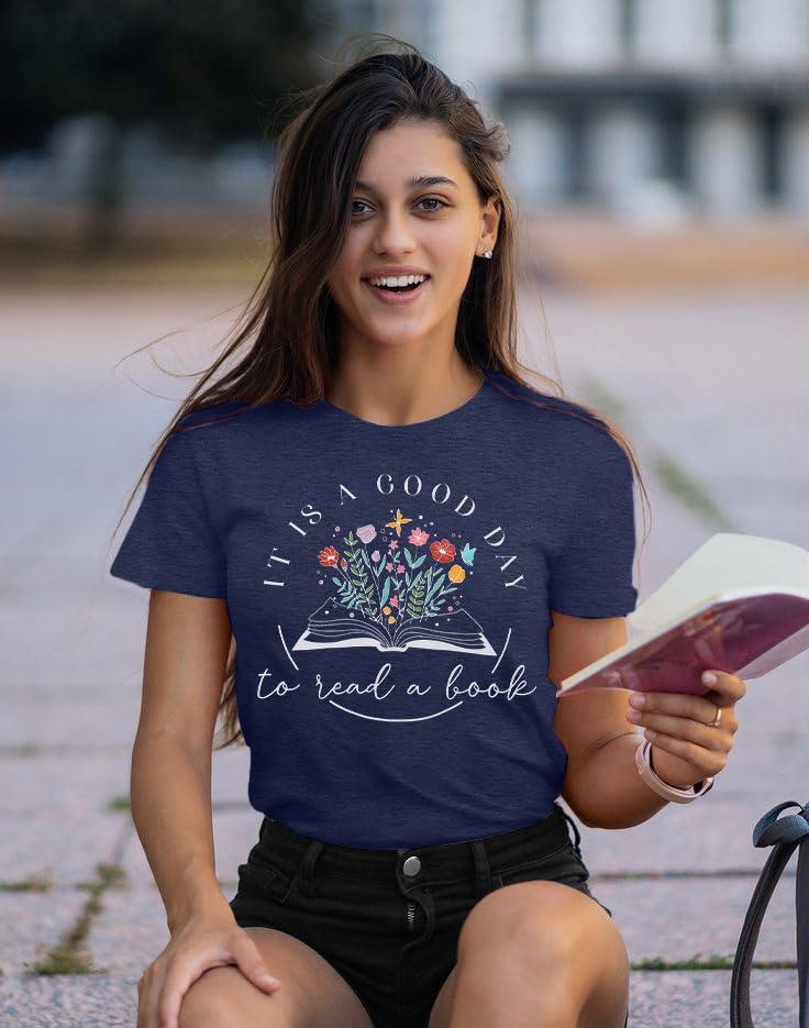 Women's Book Lovers Graphic T-Shirt - Casual Short Sleeve Teacher Tops for Reading Enthusiasts | Perfect for Book Clubs, Library Visits & Casual Outfits