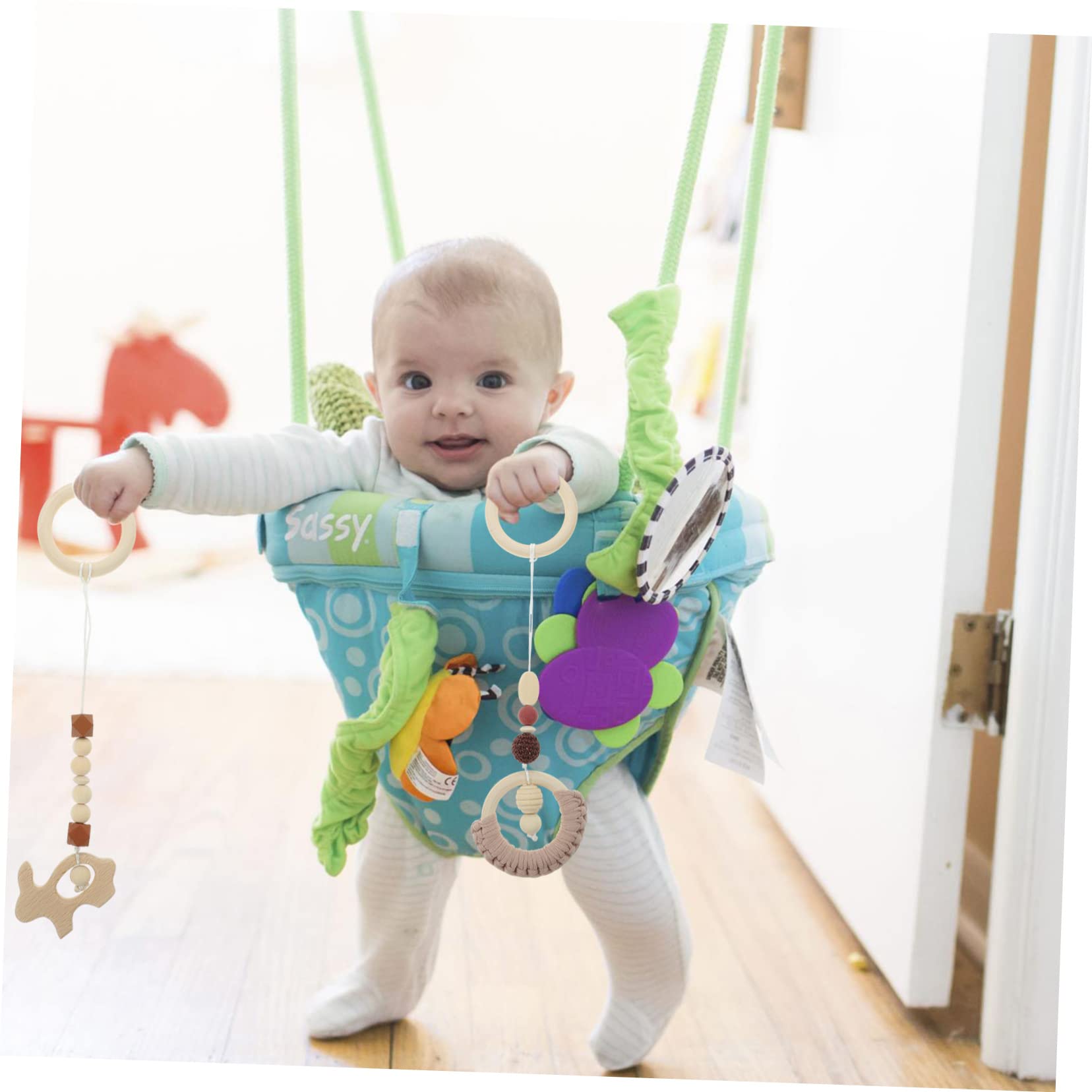 Wakauto 12-Piece Baby Gym Toy Set - Hanging Rattles, Teethers & Plush Toys for Infant Play Gym & Wooden Activity Center | Perfect for Tummy Time & Early Development