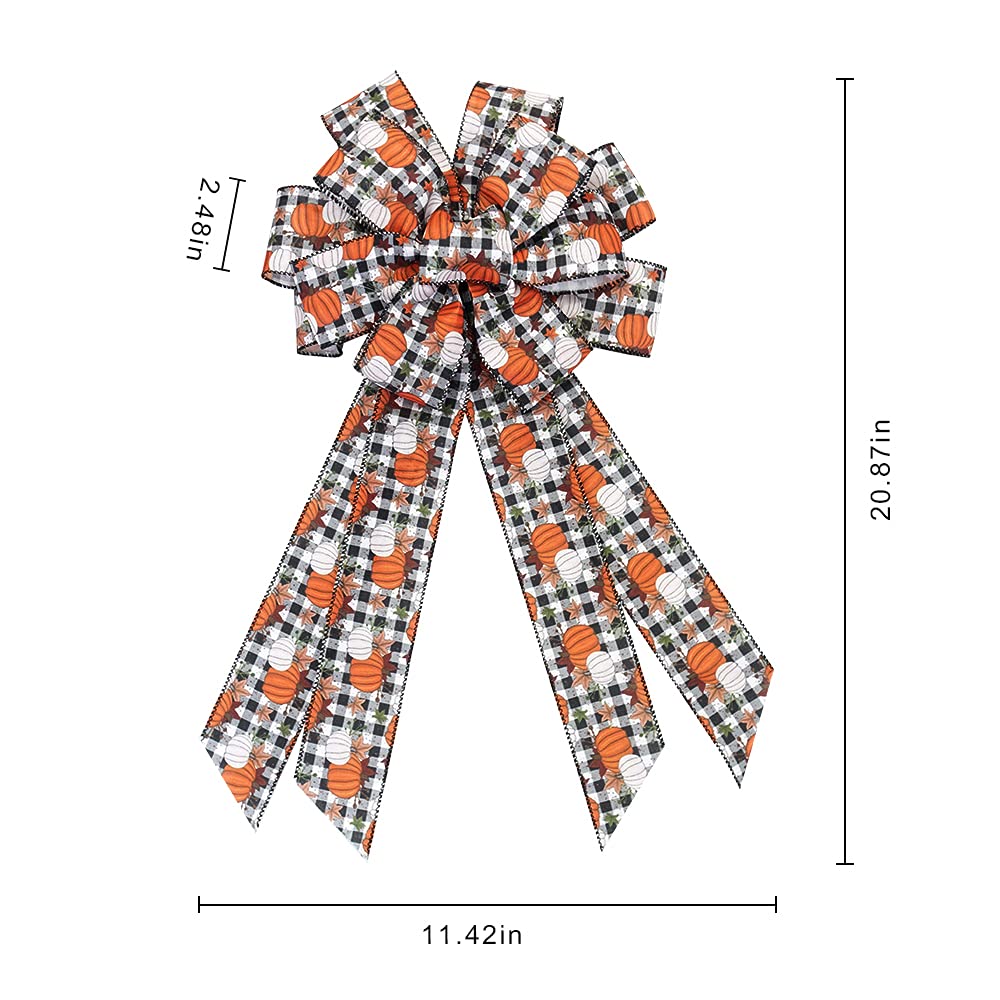 Fall Bows for Wreaths - Buffalo Plaid Thanksgiving Decor for Doors