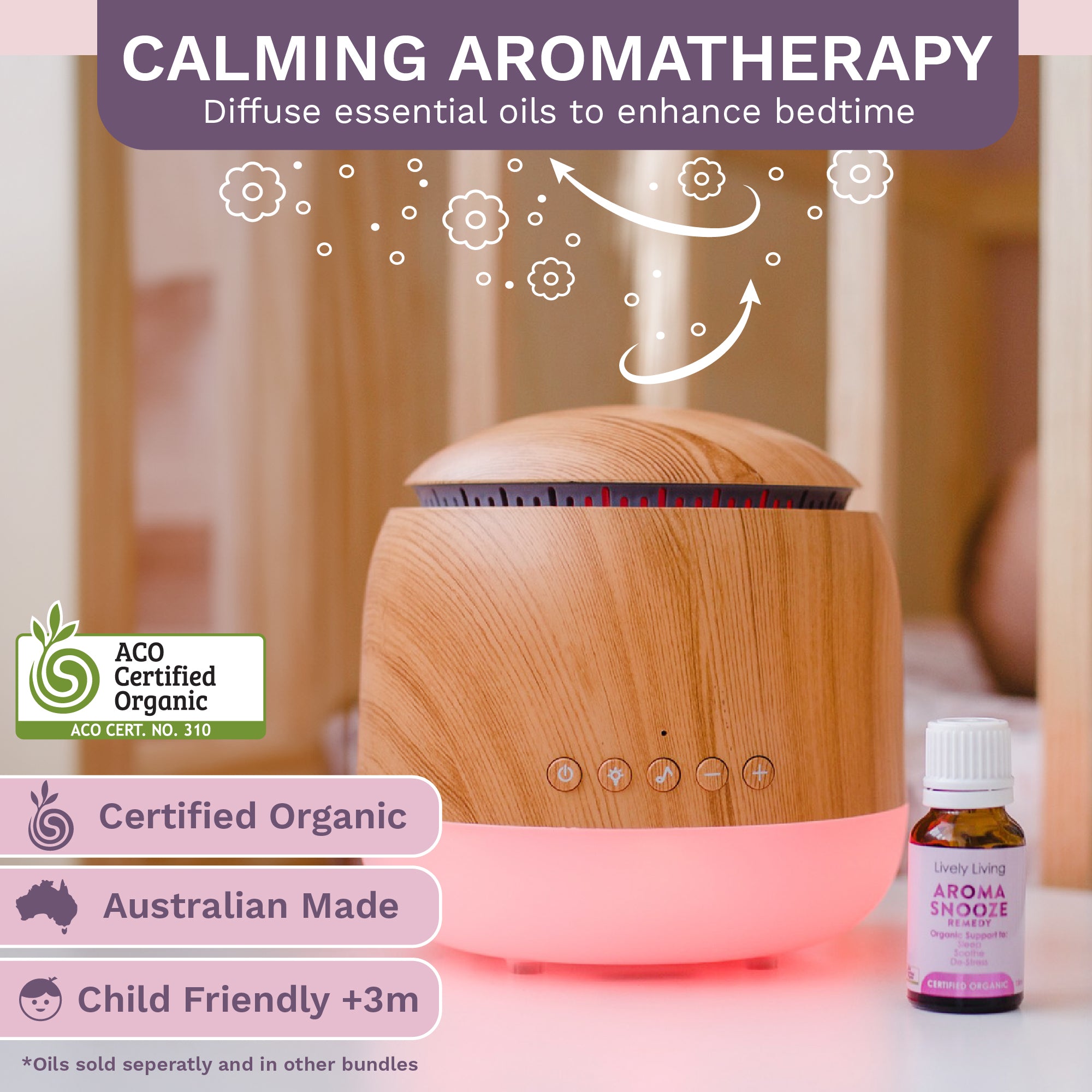 Aroma Snooze 7-in-1 Essential Oil Diffuser & Sleep Aid - Natural Relaxation for Bedroom, Yoga, Meditation & Stress Relief