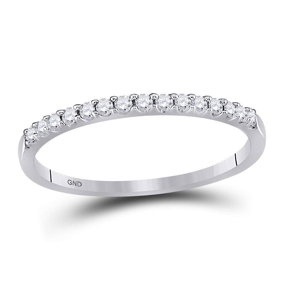 14K White Gold Women's Round Diamond Wedding Band Ring - 1/6 CTTW, Size 5.5 - Elegant Bridal Jewelry for Engagement, Anniversary & Special Occasions