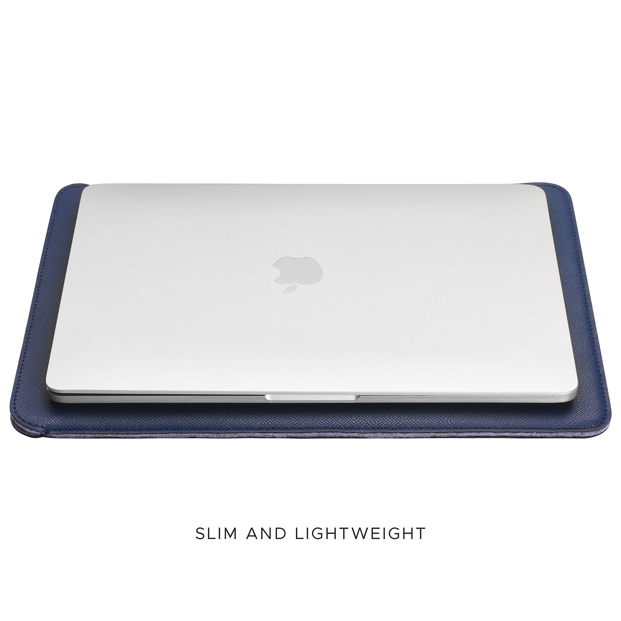 Premium 13 Inch Laptop Sleeve for MacBook Air M4 2025-2018 & MacBook Pro M2 2022 M1 2020-2016 - Faux Leather Protective Case in Midnight Blue - Perfect for Travel, Office & School Use