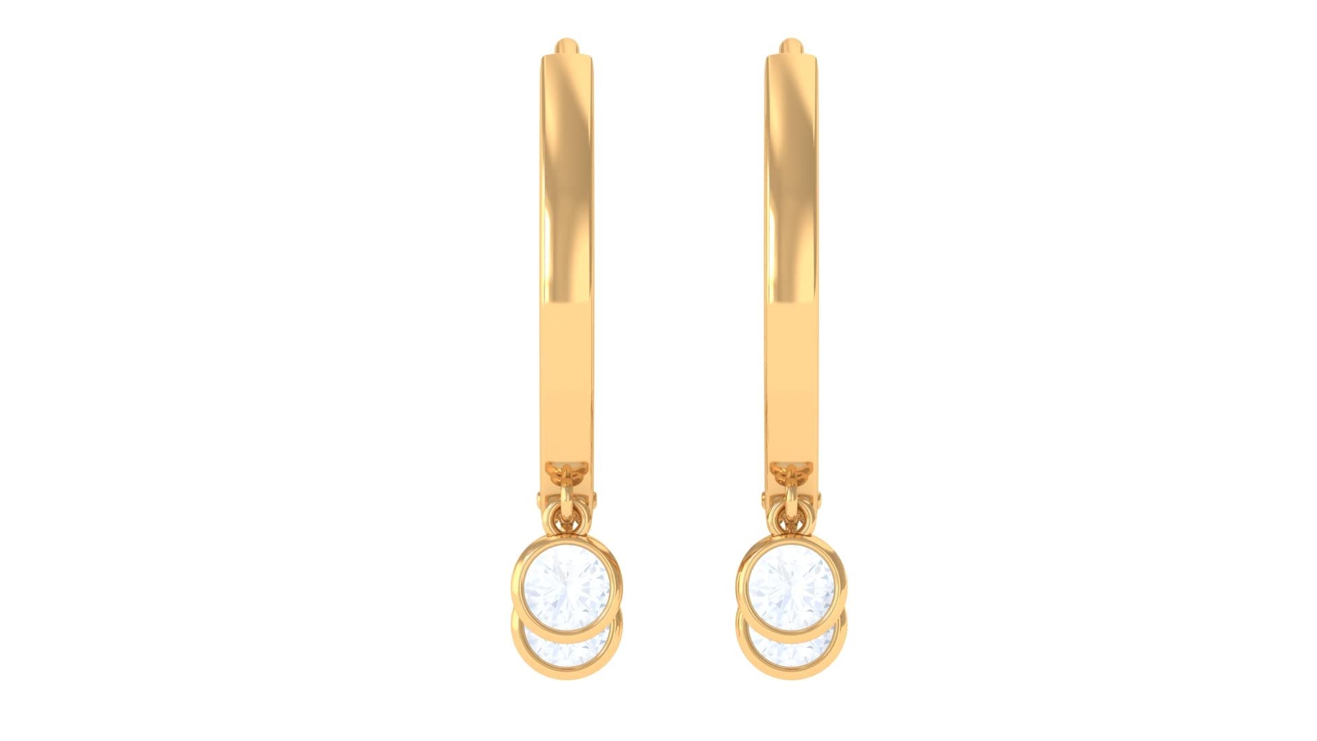 0.50 CT Moonstone Hoop Earrings for Women | 14K Solid Gold Bezel Set Drop Earrings | June Birthstone Jewelry Gift | Perfect for Weddings, Parties & Everyday Wear