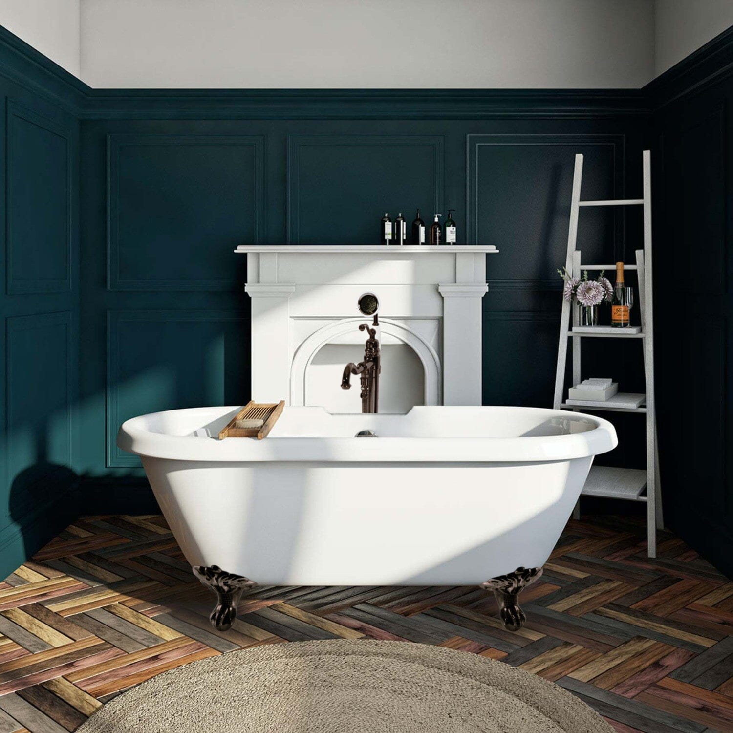 Aqua Eden 67 Inch Acrylic Oval Double Ended Clawfoot Bathtub - No Faucet Drillings - Freestanding Soaking Tub for Luxury Bathroom & Spa Relaxation