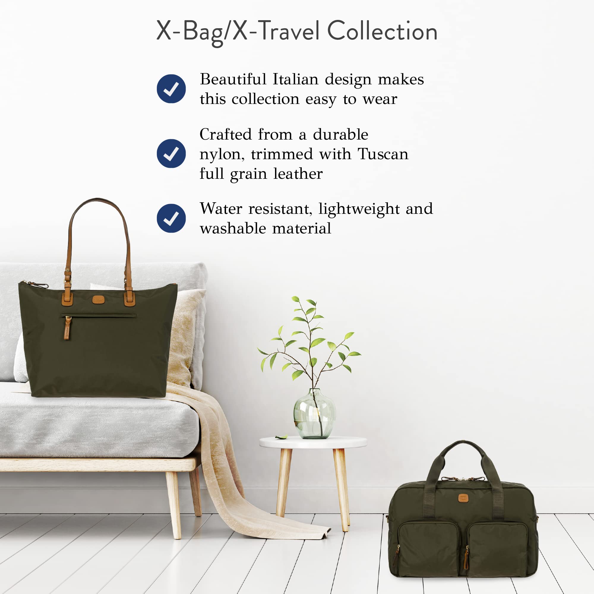 Bric's X-BAG 18-Inch Cargo Duffle Bag - Premium Olive Travel Bag with Luggage Sleeve | Water-Resistant Satin Nylon Carry-On & Weekender | Perfect for Business Trips, Gym & Weekend Getaways