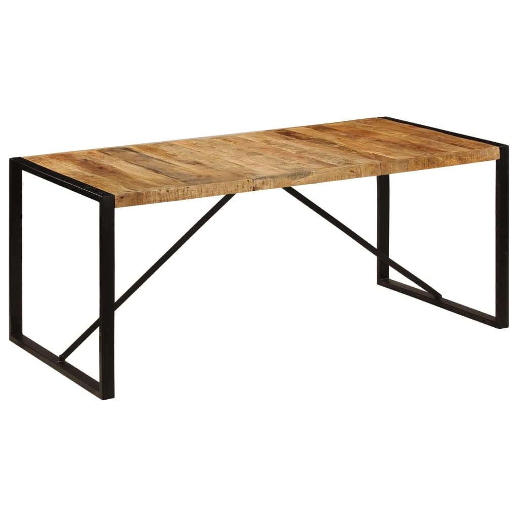 vidaXL Industrial Dining Table - Solid Mango Wood with Sturdy Steel Legs - Polished & Lacquered Finish - Easy Assembly - Brown & Black - Perfect for Farmhouse Kitchens, Restaurants & Modern Dining Rooms
