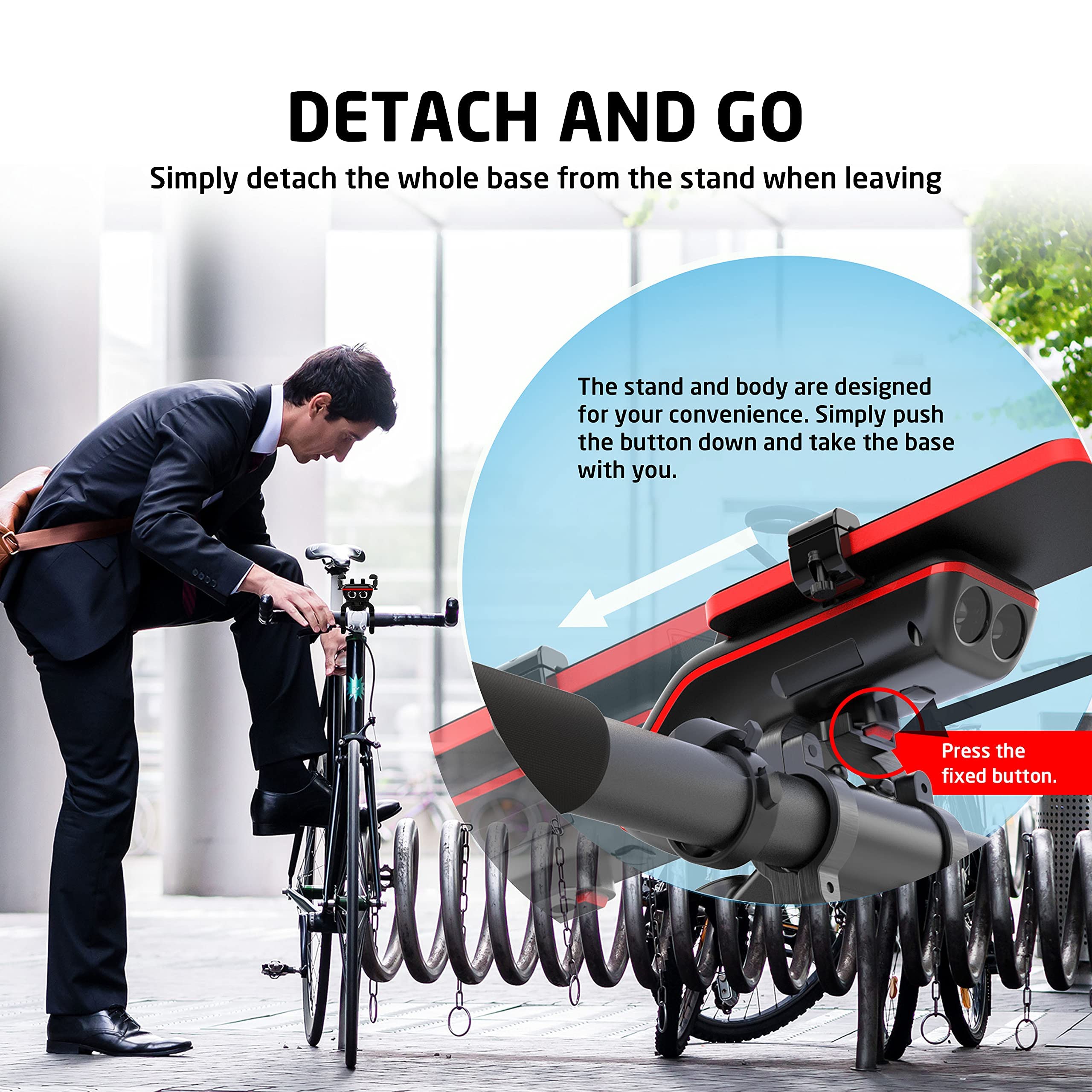 10-in-1 Bluetooth Bike Speaker with Phone Holder, LED Light, Power Bank & Horn - Waterproof Wireless Bicycle Speaker for Road & Mountain Biking - Perfect for Outdoor Cycling, Commuting & Fitness Rides (Black)