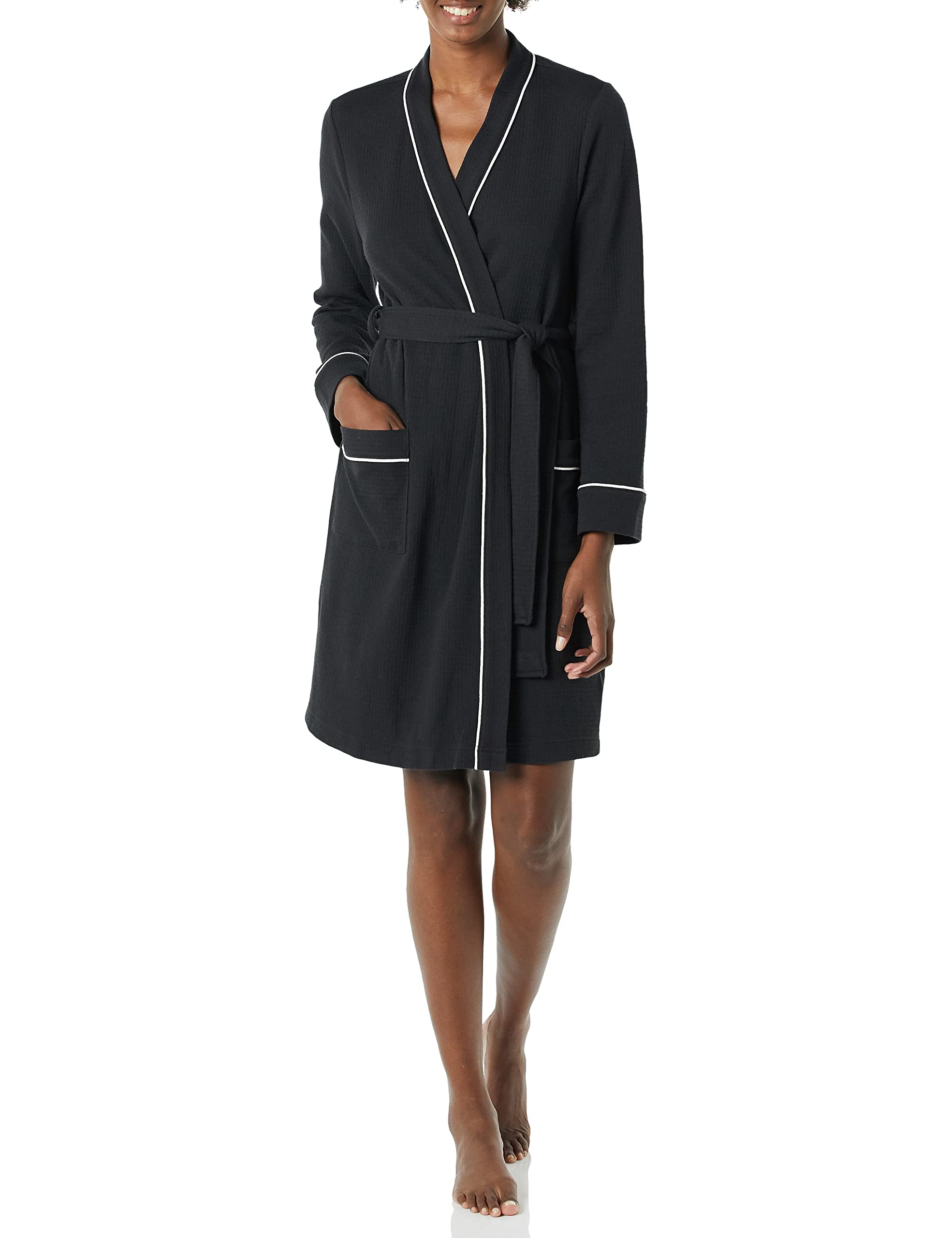 Amazon Essentials Women's Lightweight Waffle Mid-Length Robe - Plus Size Options | Soft & Comfortable Bathrobe for Spa, Lounge & Relaxation at Home