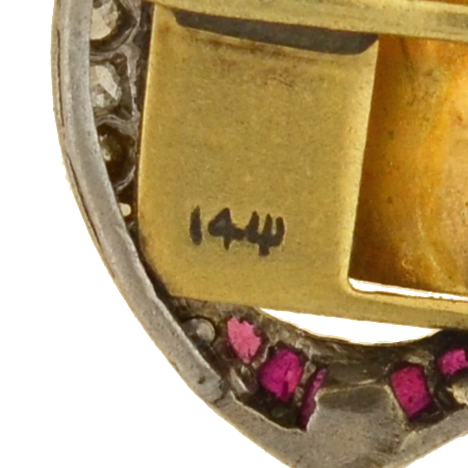 Edwardian Platinum & 14K Gold Ruby Diamond 21 Golden Door Charm Pendant Necklace - Vintage Jewelry Gift for Women, Bridal Party, Anniversary & Special Occasions