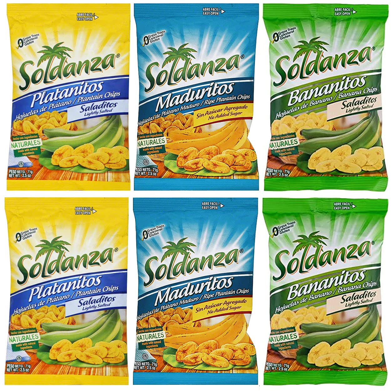Journey of Snacks International Variety Pack - 6 Pack of 2.5oz Plantain Chips (3 Flavor Mix) | Gluten-Free Crispy Snacks for Parties, Travel & Healthy On-the-Go Eating