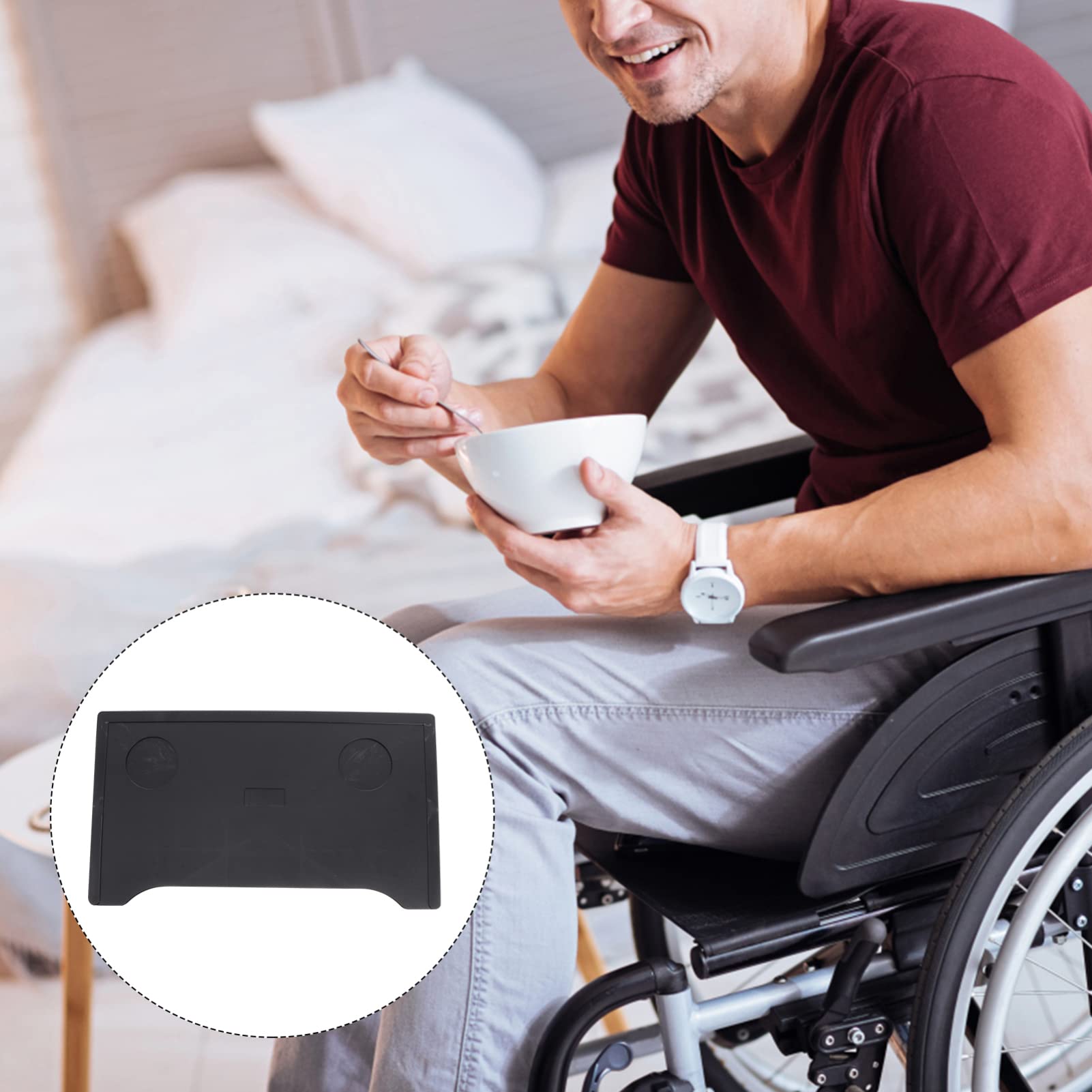 Detachable Wheelchair Tray with Cup Holder - Adjustable Dining Table for Seniors & Elderly - Walker Accessory for Meals, Reading & Daily Activities