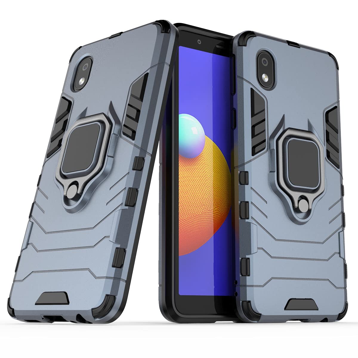 360° Rotating Ring Kickstand Shockproof Phone Case for Samsung Galaxy A01 Core - Protective Cover with Stand for Hands-Free Viewing, Gaming & Video Calls