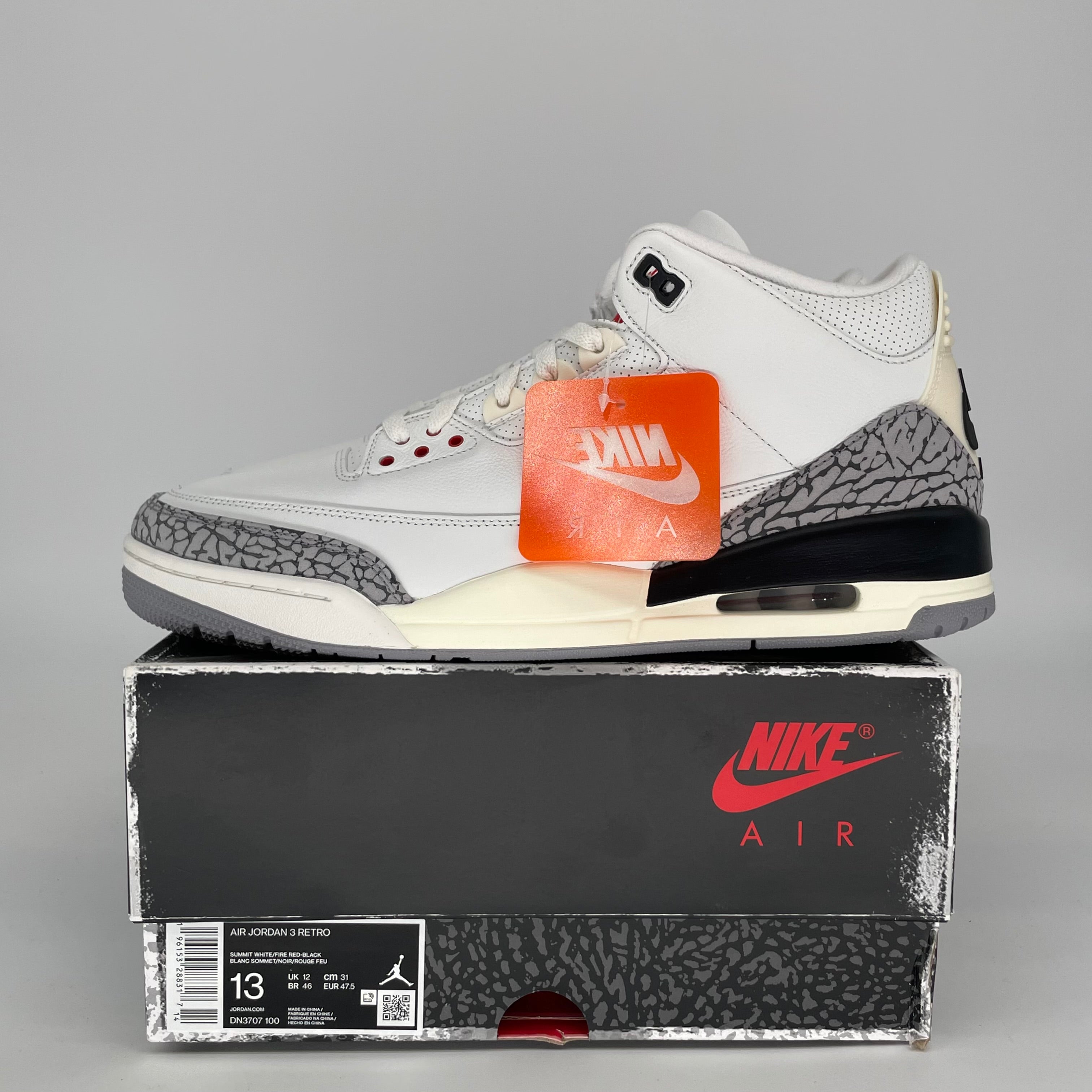 Original Air Jordan 3 White Cement Reimagined Men's Basketball Shoes Size 13 DN3707 - Retro Sneakers for Streetwear & Basketball Court Performance
