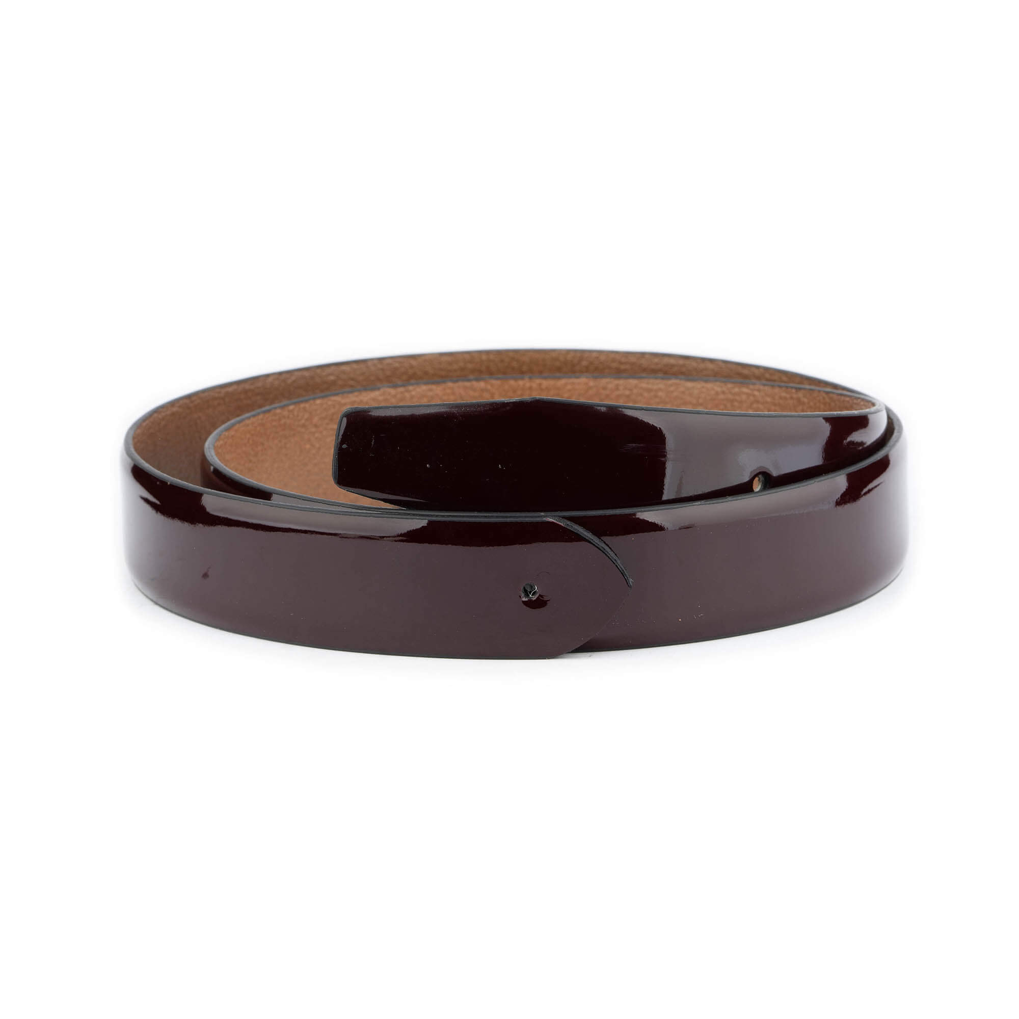 Men's Glossy Burgundy Leather Belt Strap Replacement for Montblanc Buckle - Premium Dress Belt for Business, Office & Formal Occasions