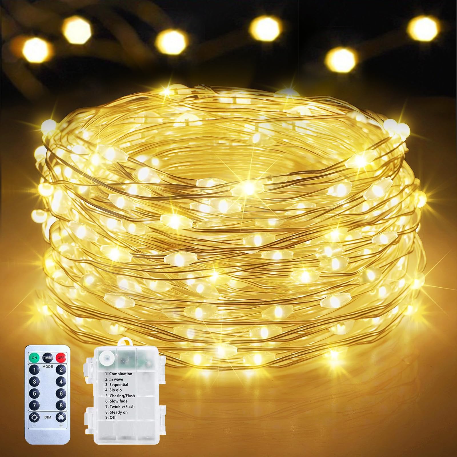 200 LED Fairy Lights 70Ft Battery Operated with Remote & Timer - Waterproof Christmas String Lights for Indoor Outdoor Decor - Perfect for Bedroom, Classroom, Xmas Party, Wedding & Home Decoration