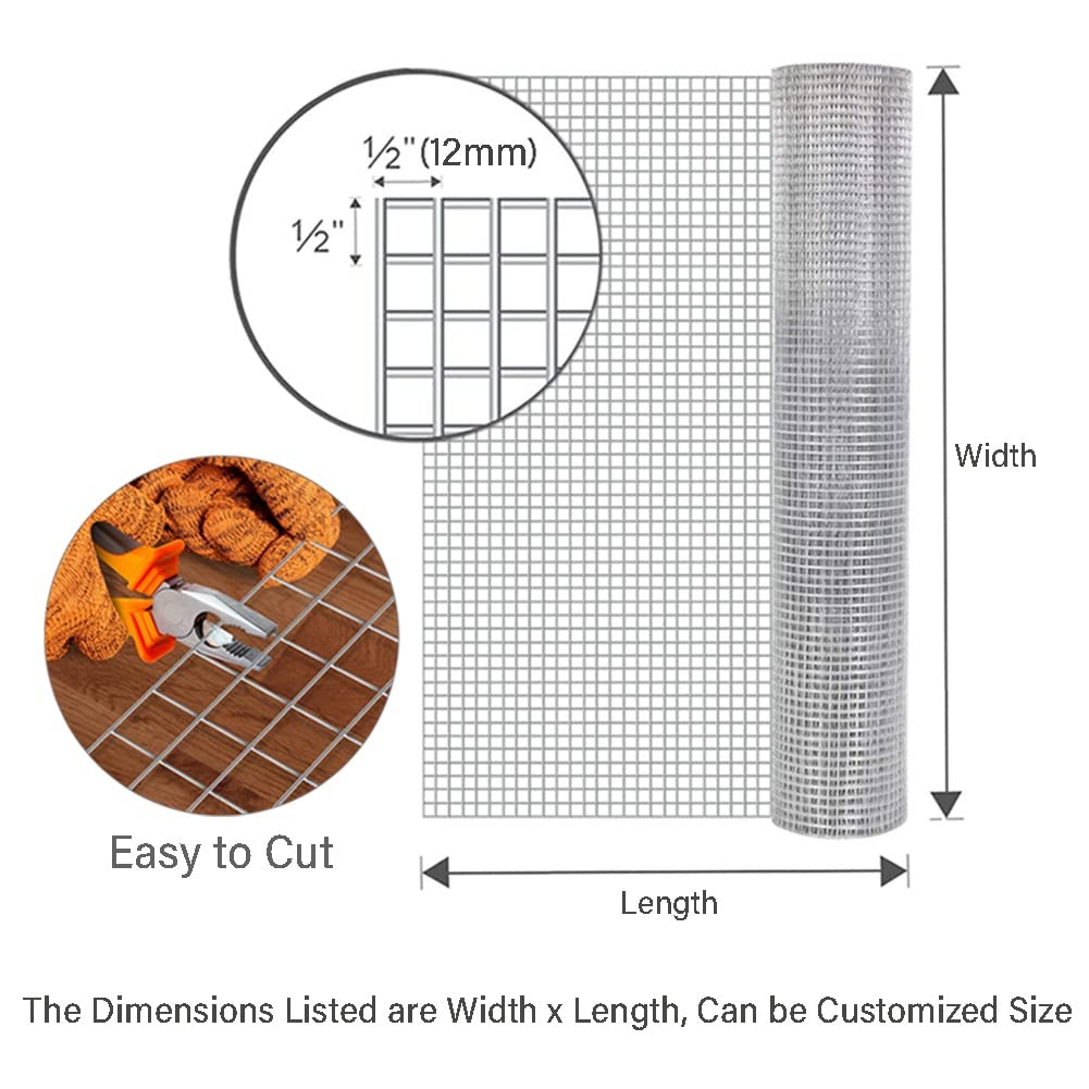 XXIOJUN 304 Stainless Steel Welded Wire Mesh - 1/2