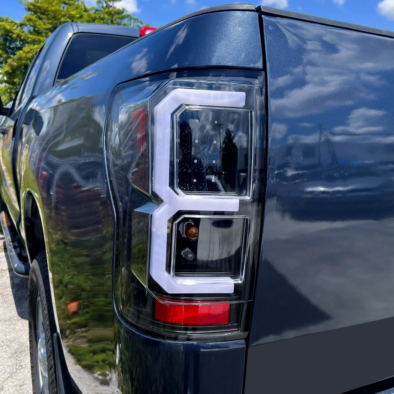 ECOTRIC LED Tail Lights for 2007-2013 Toyota Tundra - Pair of LED Tube Bar Taillights with Clear Lens & Black Housing (Driver & Passenger Side) | Durable Brake Lamps for Enhanced Night Driving Safety & Style Upgrade