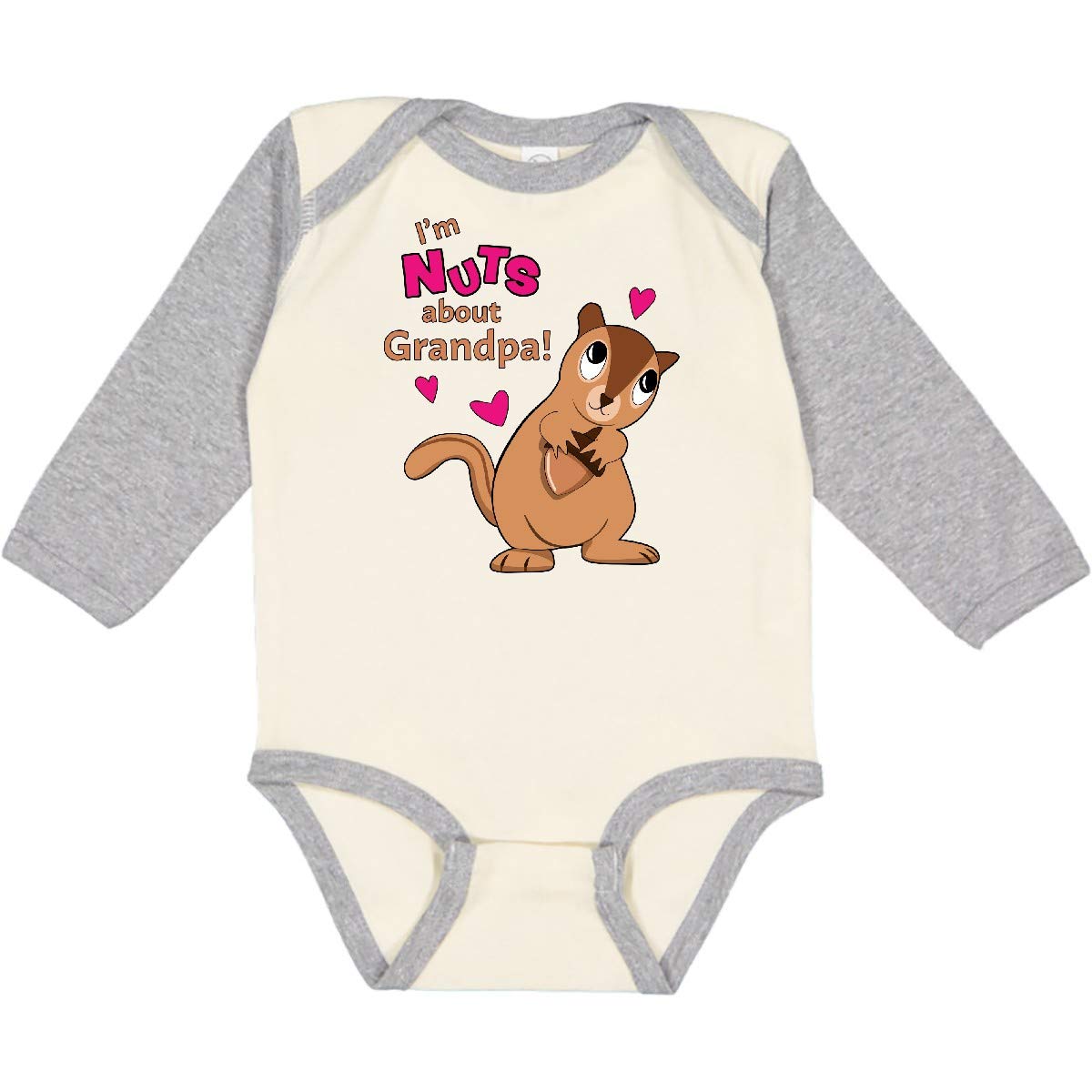 Inktastic 'I'm Nuts About Grandpa' Baby Long Sleeve Bodysuit - Cute Grandparents Day Outfit for Infants & Toddlers - Perfect for Family Photos, Holidays & Special Occasions