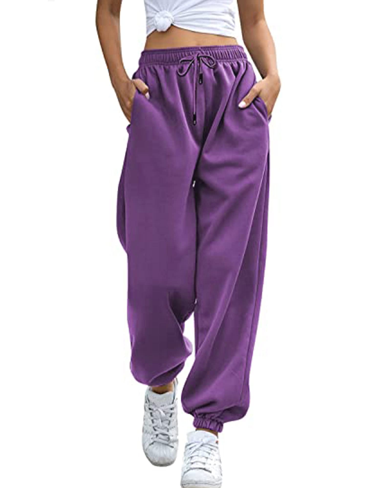 Women's High Waist Cinch Bottom Sweatpants - Soft Joggers for Lounge & Workout - Aesthetic Preppy Casual Outfit for Running, Yoga & Everyday Wear