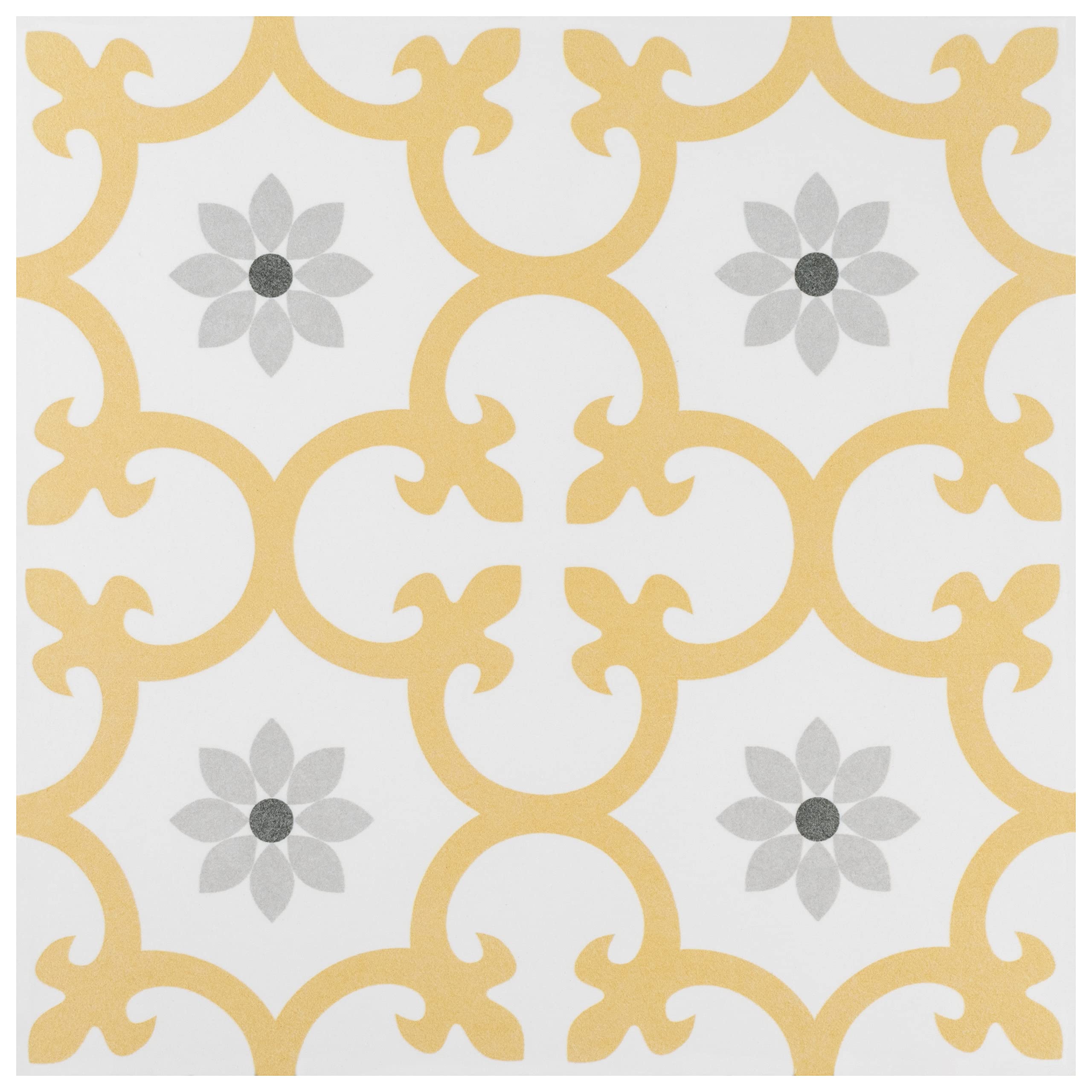 Merola Tile Daria Dandelion 9.75x9.75 Inch Porcelain Tile for Floor and Wall - Perfect for Bathroom, Kitchen Backsplash, and Living Room Decor