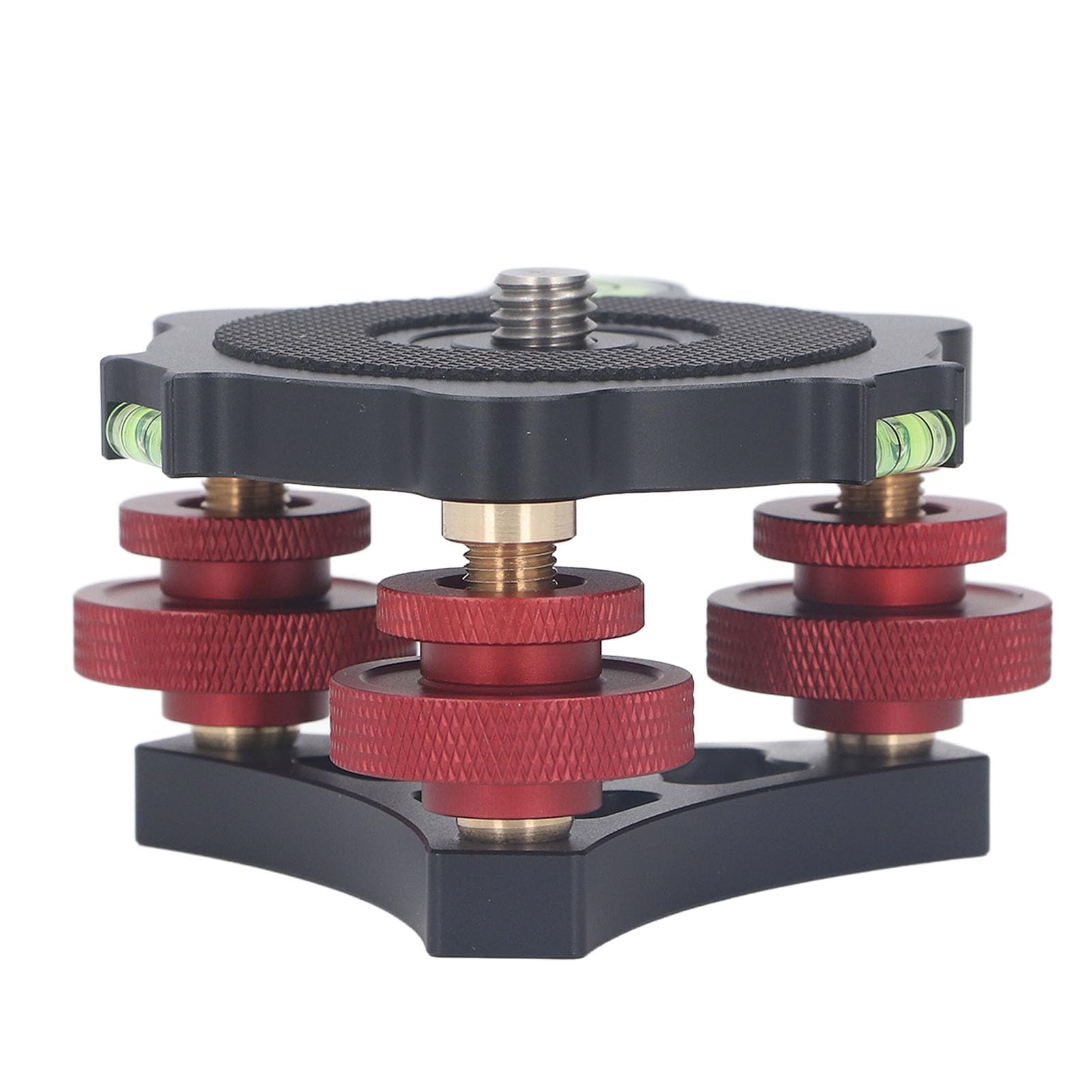 Aluminum Tripod Head Leveling Base - 3 Axis Triple Wheel Leveler Stand with 3/8