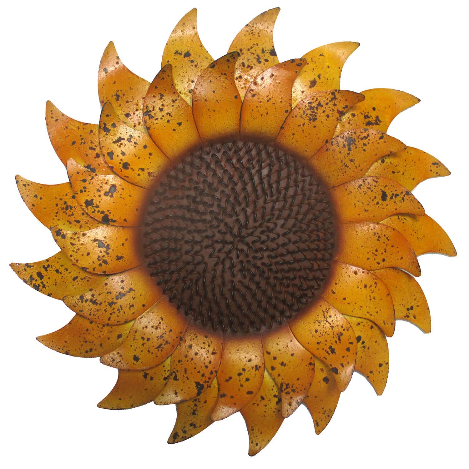 16-inch Yellow Metal Sunflower Wall Decor - Vibrant Floral Home & Garden Art for Living Room, Bedroom, or Office