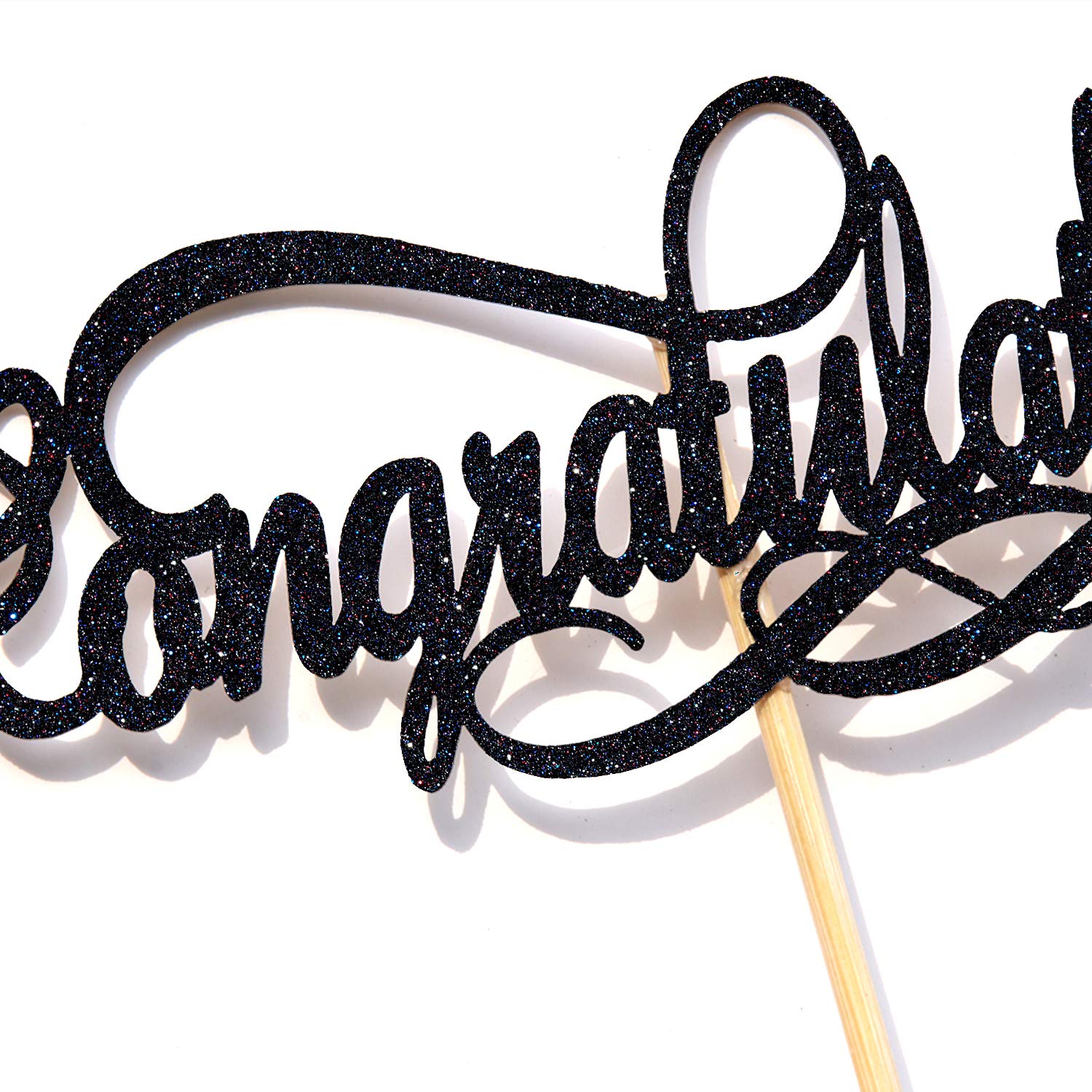Black Glitter Cake Topper for Graduation, Wedding, Anniversary, Retirement & Gender Reveal Parties – Perfect for Celebrations & Special Events