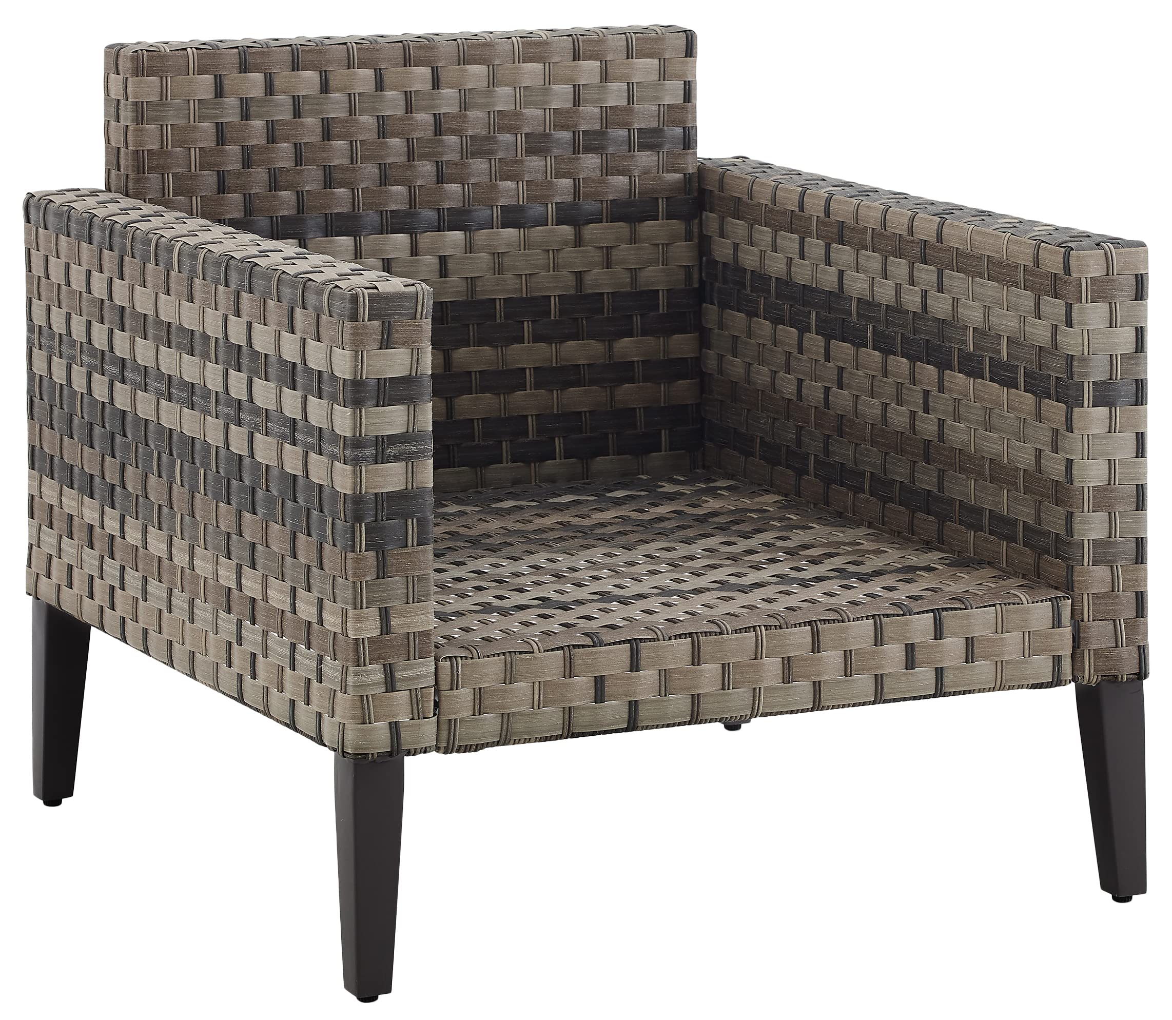 Crosley Prescott Outdoor Wicker Patio Chair with Mineral Blue Cushions - Brown All-Weather Furniture for Porch, Deck, Balcony & Backyard - Perfect for Relaxing, Sunbathing & Outdoor Entertaining