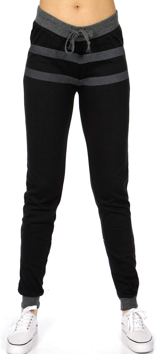 SERENITA Women's Cotton Jogger Sweatpants - High Waisted Workout Pants with Drawstring for Yoga, Running, Gym & Lounge Wear - Comfortable Casual Athletic Pants for Women