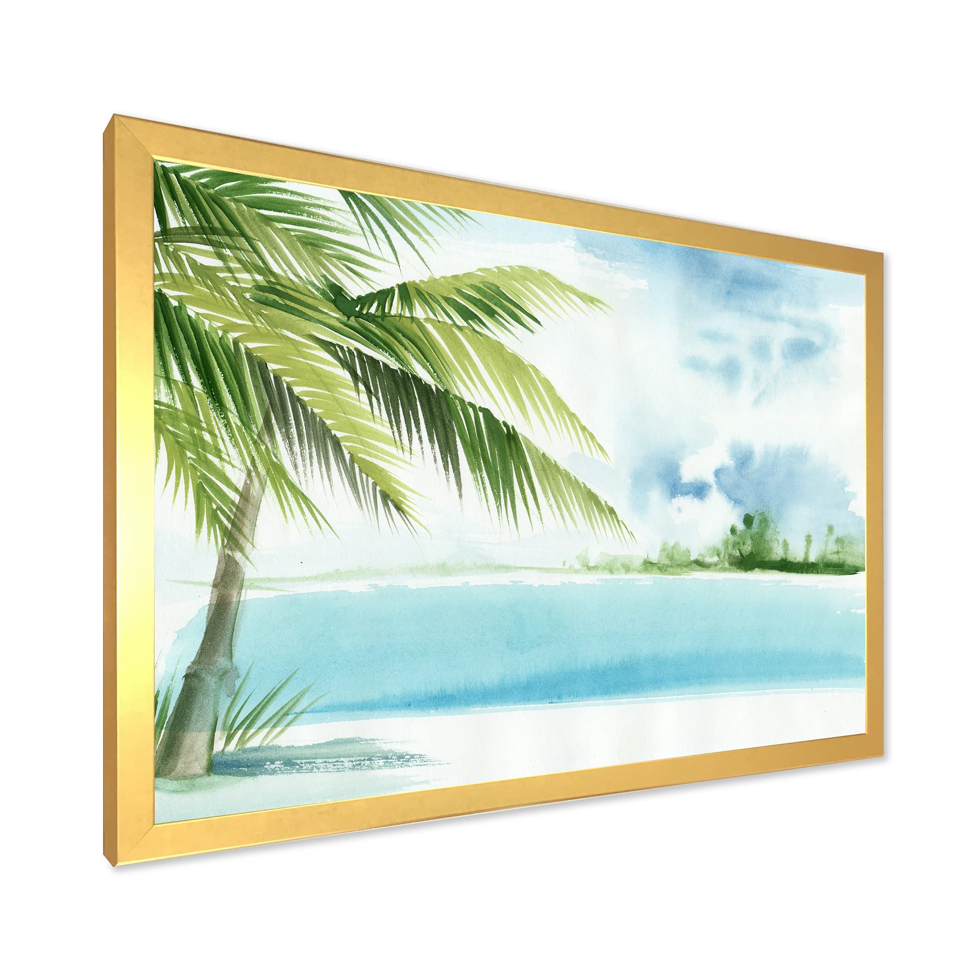 DesignQ Palm Beach Resort At Dawn Framed Wall Art - Coastal & Nautical Decor for Living Room, Bedroom & Beach House
