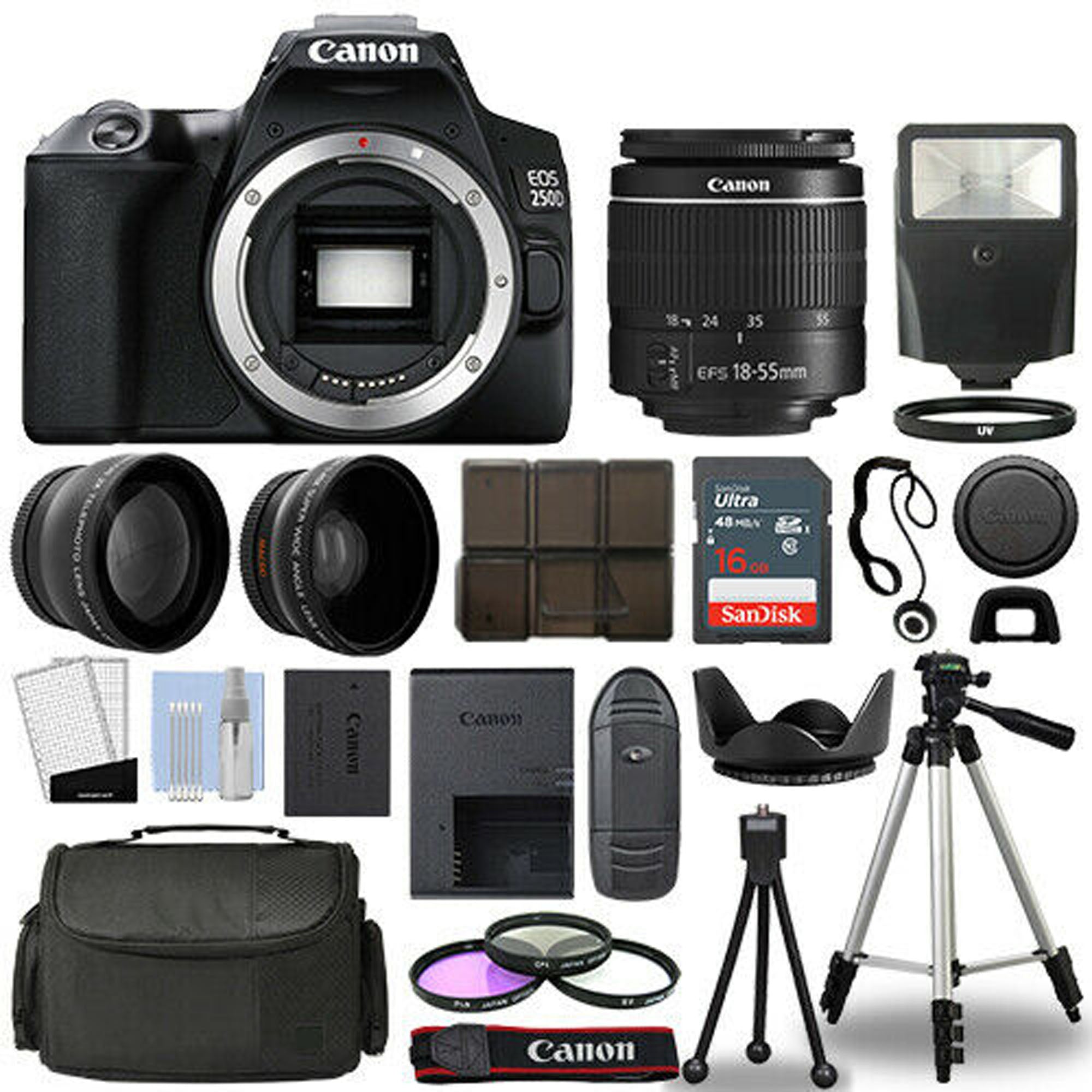 Canon EOS Rebel SL3/250D DSLR Camera Bundle with 18-55mm Lens | SanDisk 16GB Memory Card | Flash & Accessories Kit - Perfect for Travel Photography, Vlogging & Beginner Photographers