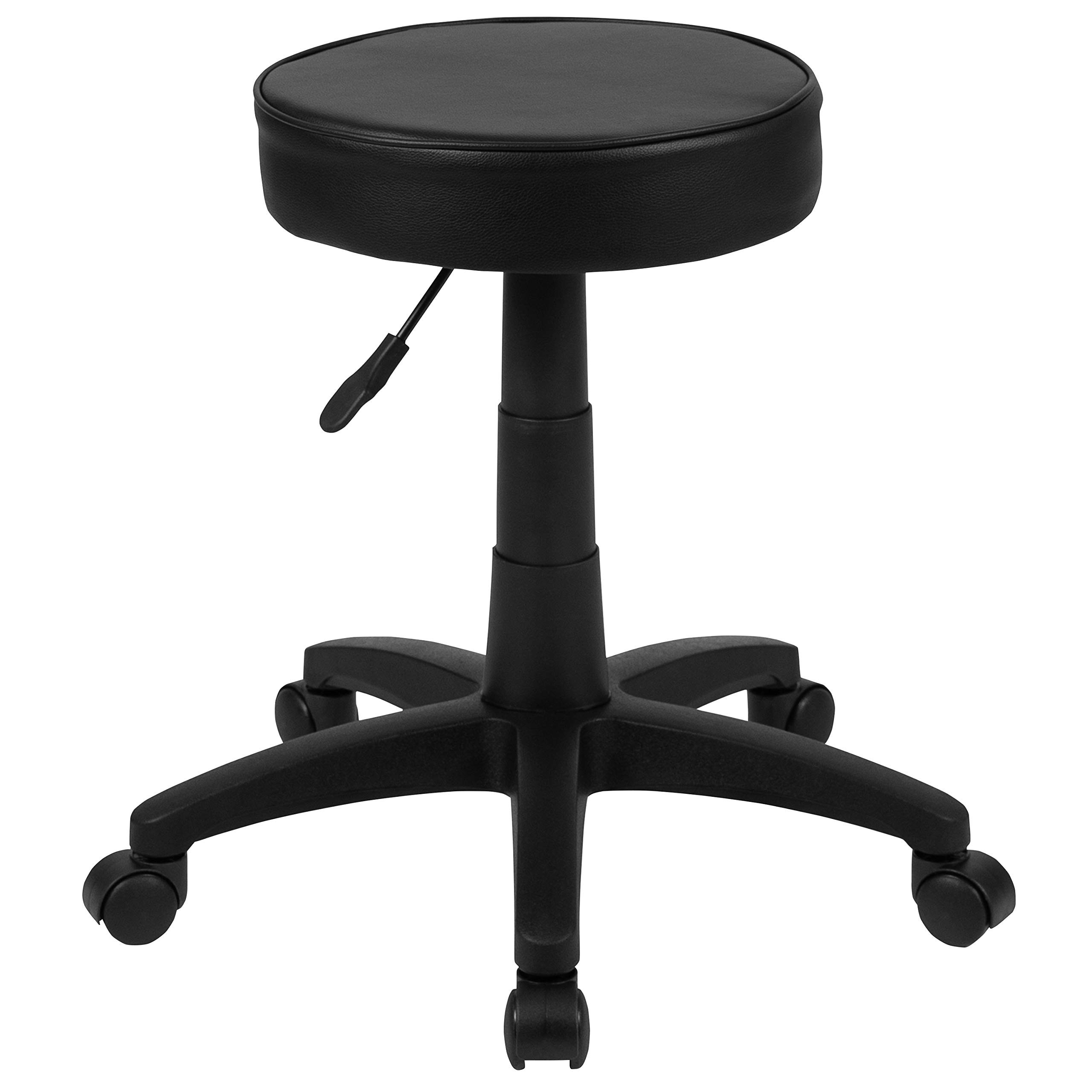 Black Adjustable Rolling Doctor Stool with Ergonomic Molded Seat - Perfect for Medical Offices, Dental Clinics & Home Workstations