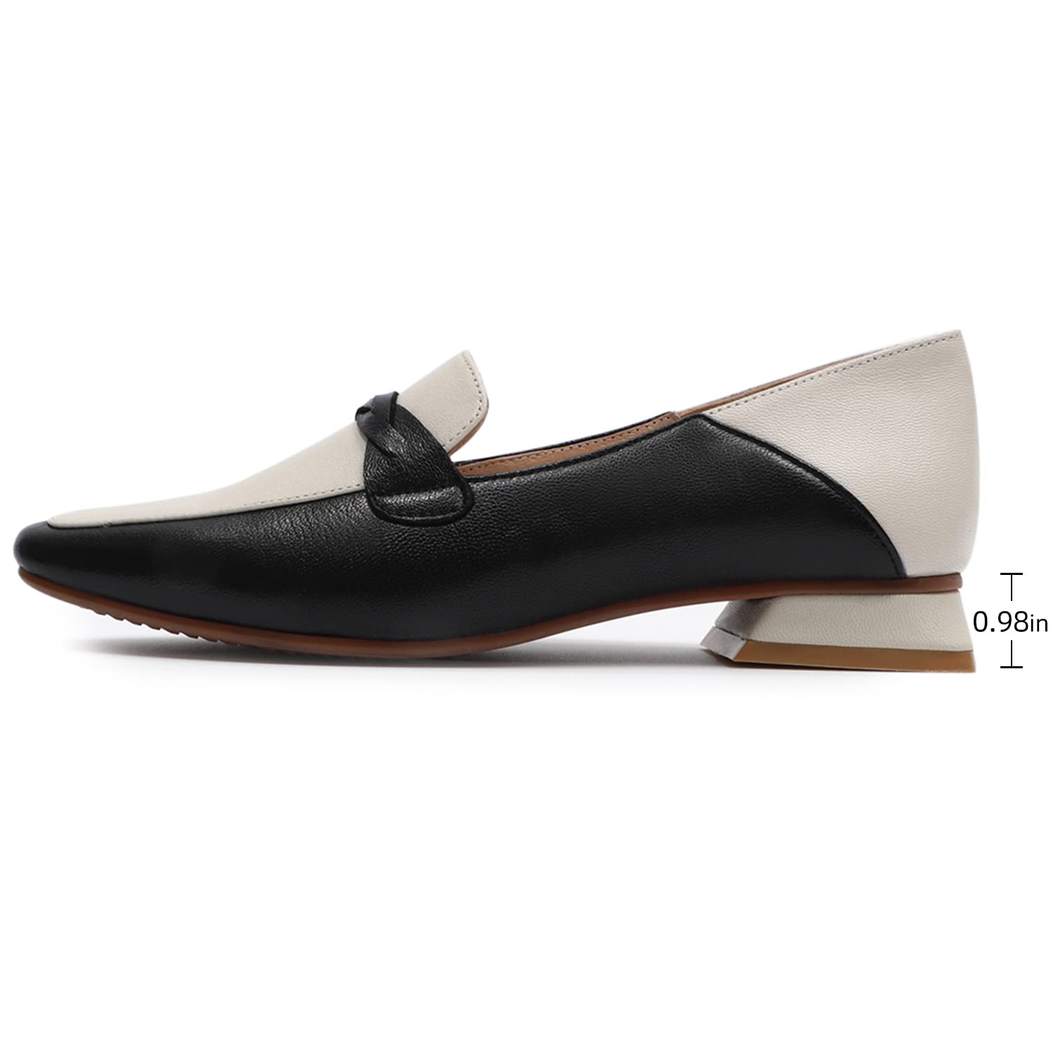 Women's Leather Penny Loafers - Square Toe Slip-On Flat Shoes for Office, Work & Casual Wear - Comfortable Dress Shoes for Ladies - Perfect for Business, Travel & Everyday Use
