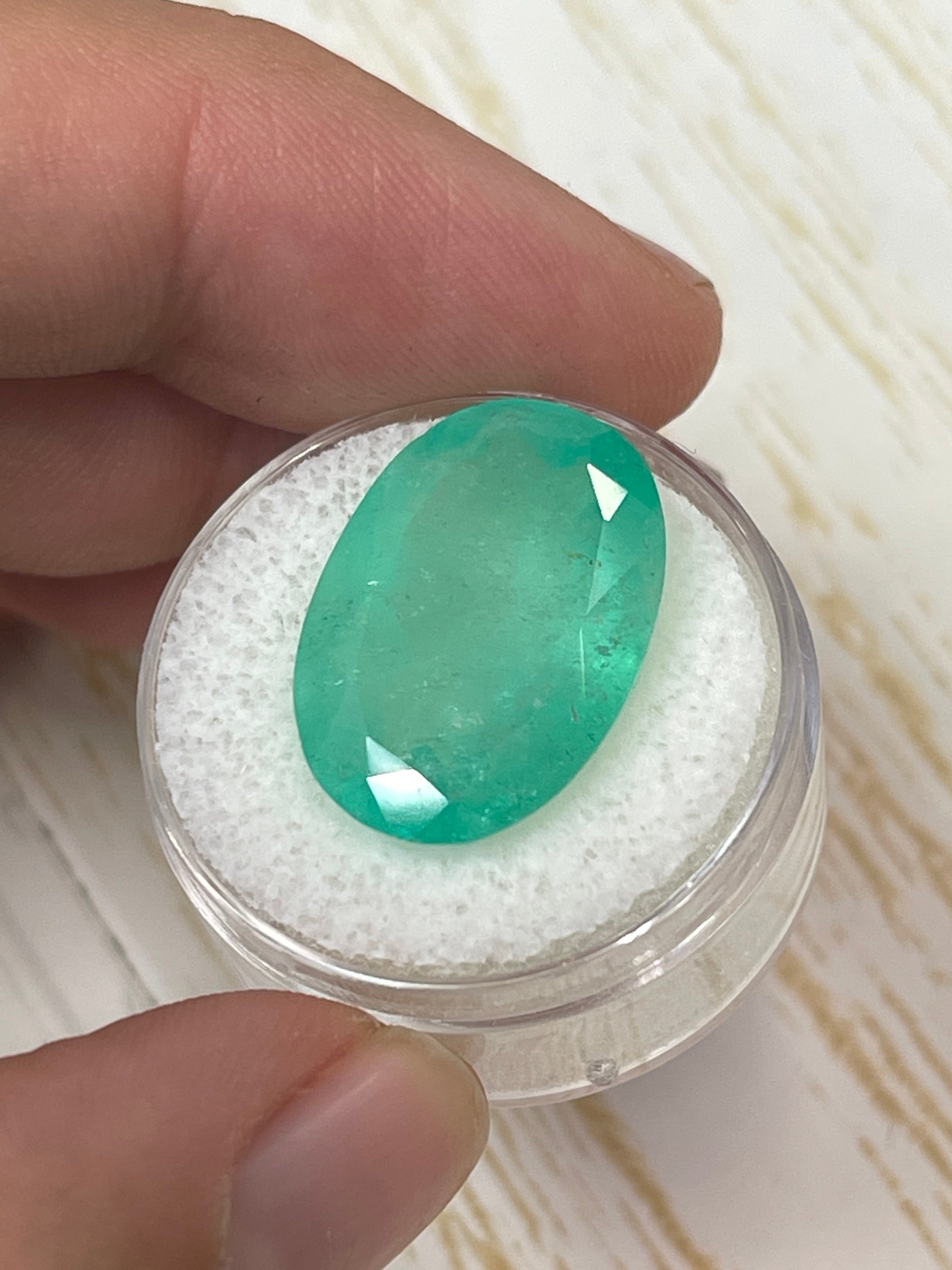 15.65 Carat Natural Colombian Emerald - Earthy Green Oval Cut Loose Gemstone for Jewelry Making, Engagement Rings & Luxury Gifts