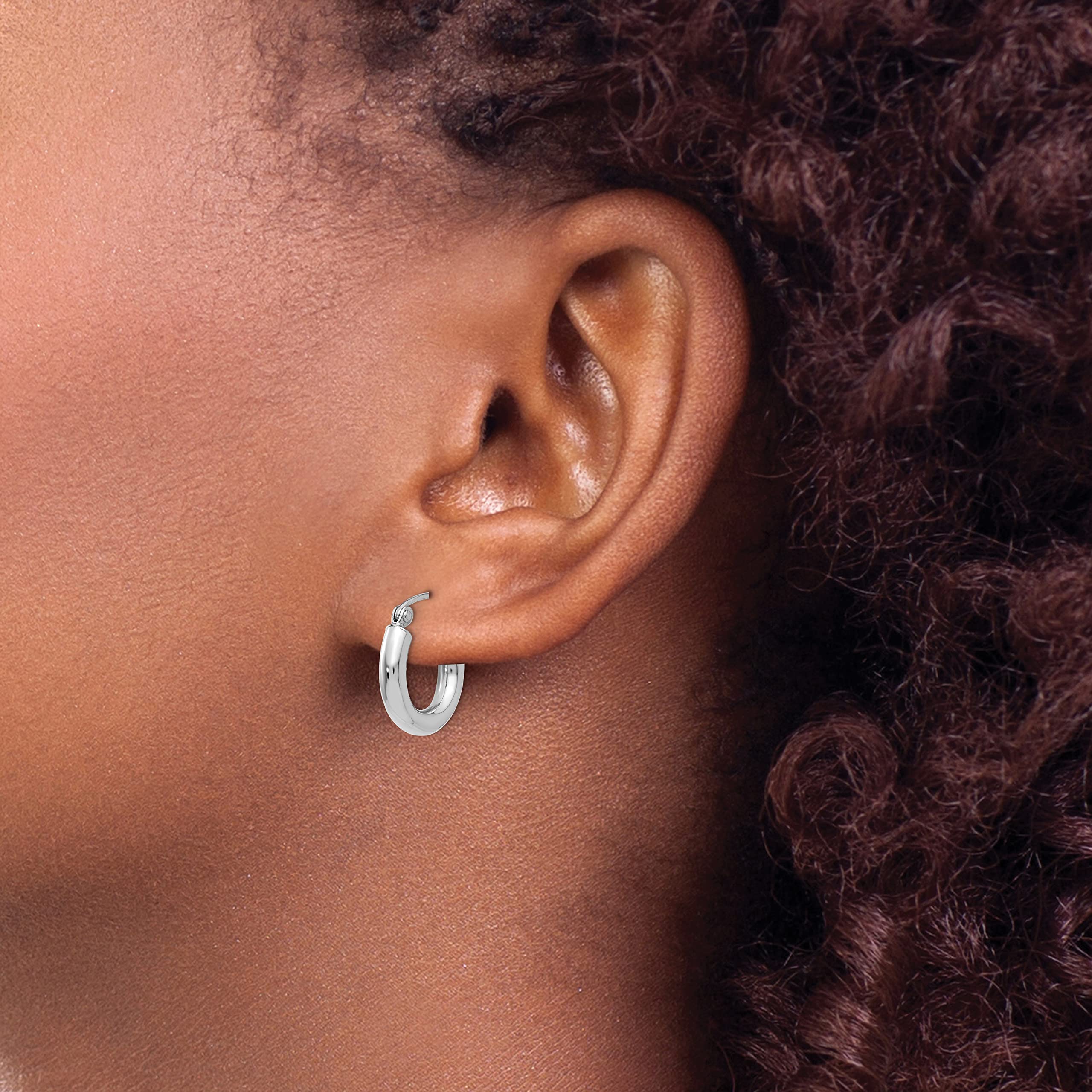 Avariah 10K White Gold Polished 3mm Tube Hoop Earrings - 9mm Diameter | Classic Minimalist Jewelry for Women | Perfect for Everyday Wear, Office & Special Occasions