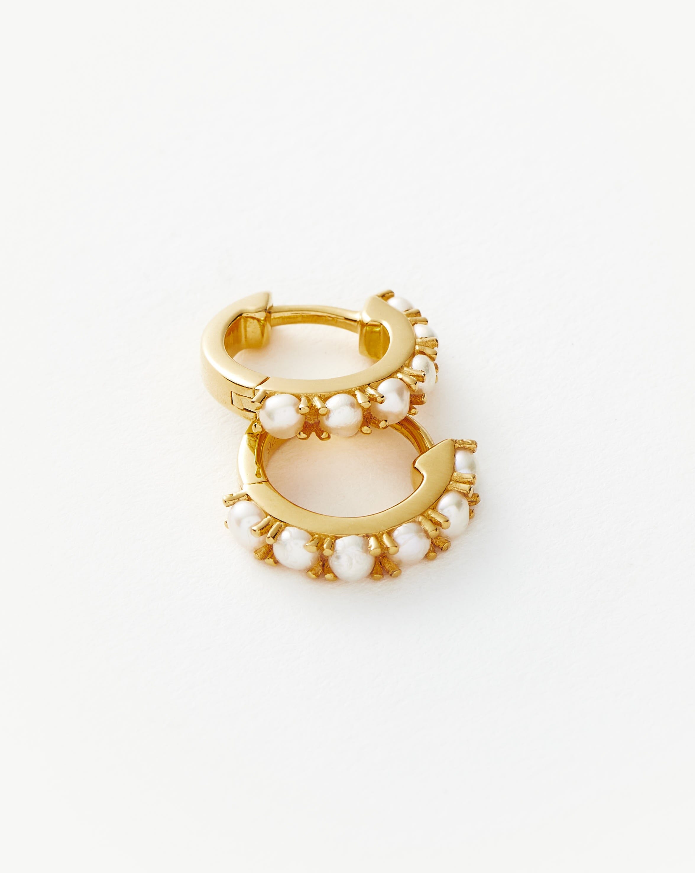 18k Gold Vermeil Gemstone Huggie Hoop Earrings with Pearl Accents - Elegant & Dainty Jewelry for Everyday Wear, Parties, and Special Occasions