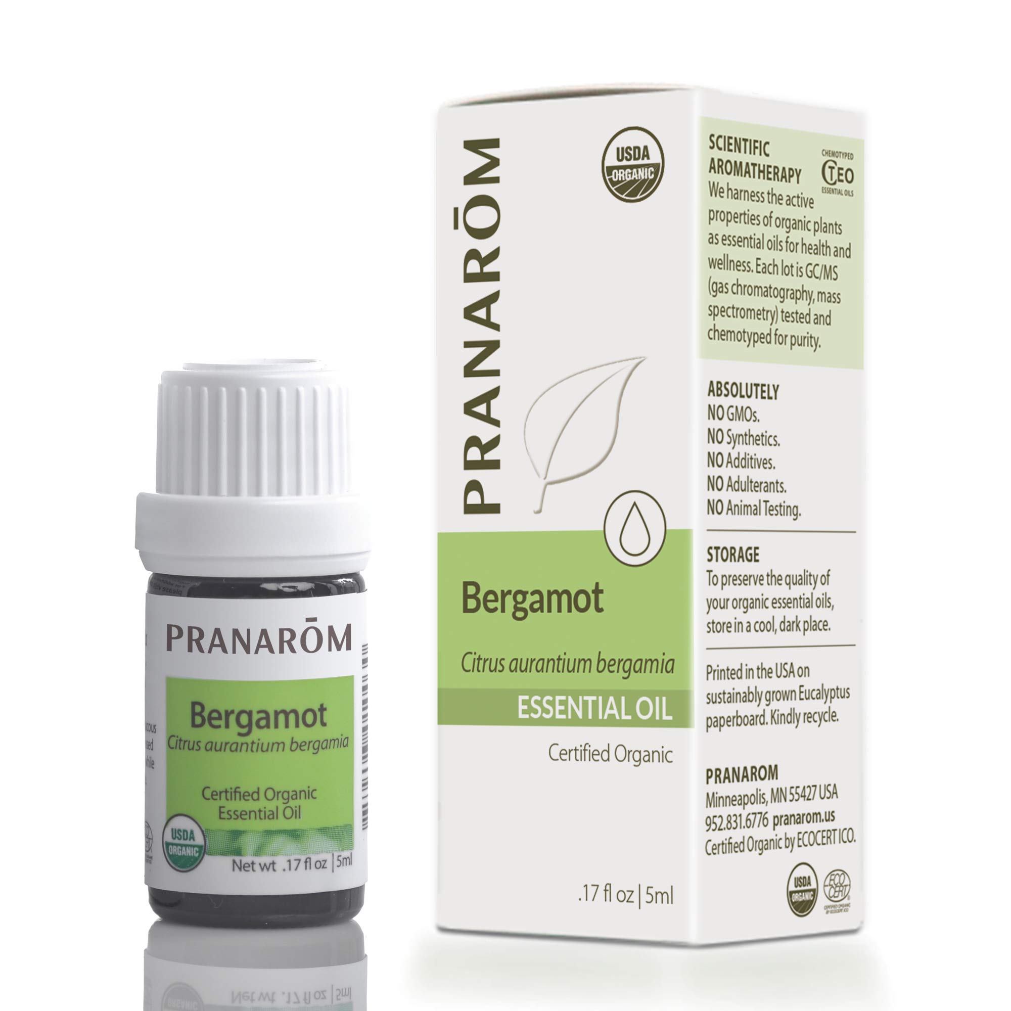 Organic Bergamot Essential Oil 5ml - 100% Pure, Undiluted, Therapeutic Grade - USDA Certified - Aromatherapy, Diffuser, Immune Support, Relaxation & Sleep Aid - Uplifting Citrus Scent from Italy - Perfect for Stress Relief, Massage & Home Spa