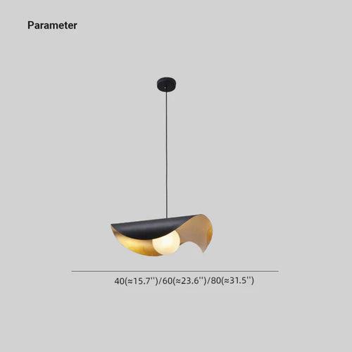 Modern Wavy Black Lampshade - Elegant Pendant Light Fixture for Living Room, Dining Room & Bedroom | Dimmable Hanging Light for Home Decor