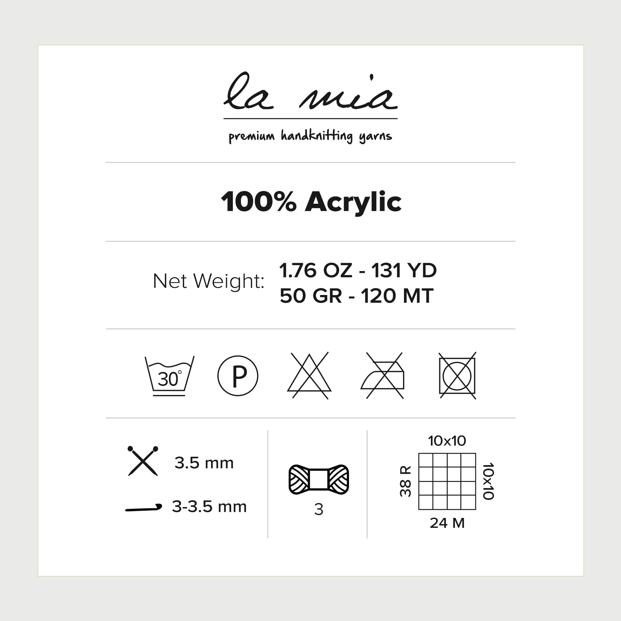 6-Pack La Mia Fettucia Chainette Tape Yarn - 100% Acrylic, 10.5oz Total (1.76oz/50g Each), 131 Yards (120m) per Ball, Light DK Weight, Navy Blue (L023) - Perfect for Knitting, Crocheting, and DIY Craft Projects