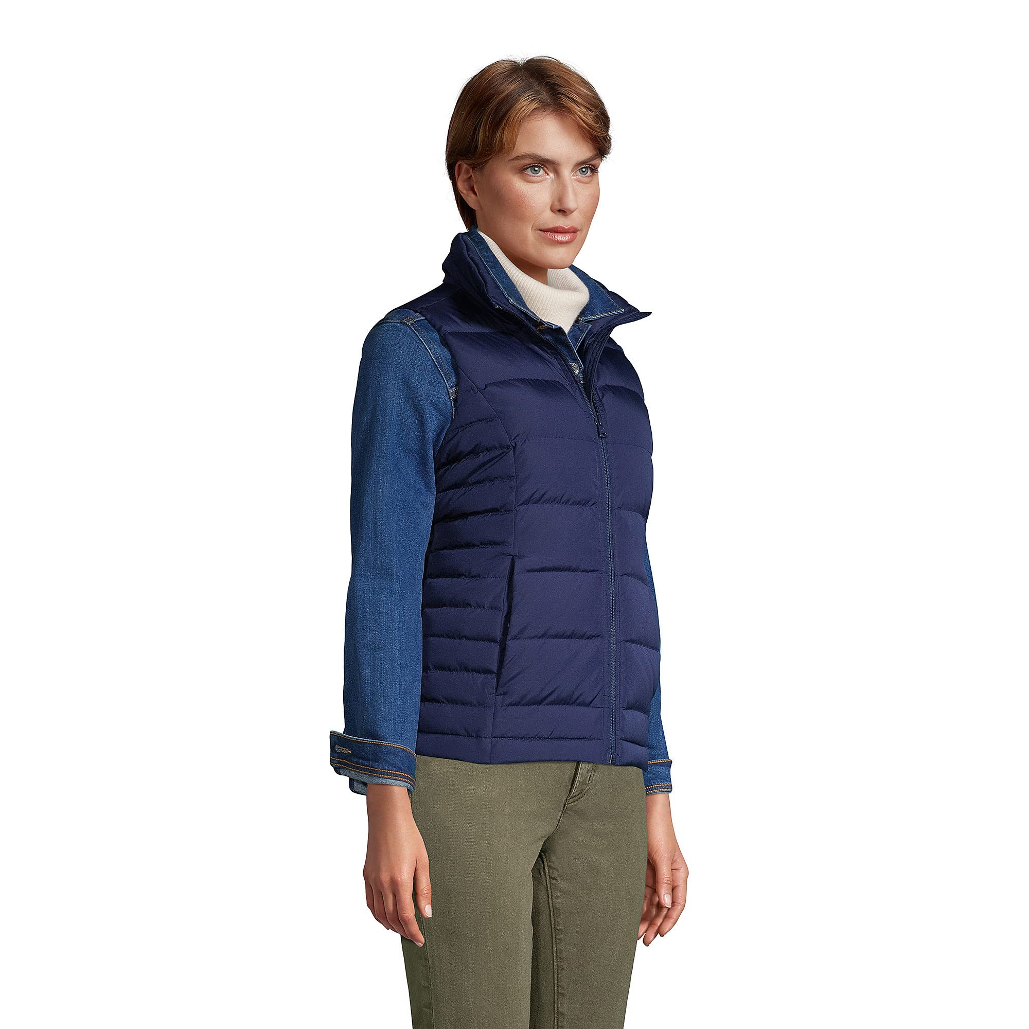 Lands' End Men's Down Puffer Vest - Lightweight Warm Winter Jacket for Outdoor Activities, Hiking & Casual Wear