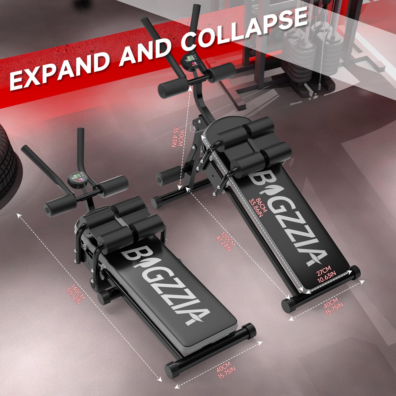 Bigzzia Ab Machine - Foldable Adjustable Abdominal Trainer for Home Gym, Core & Stomach Workout Equipment | Perfect for Crunches, Sit-Ups & Full Ab Exercises at Home