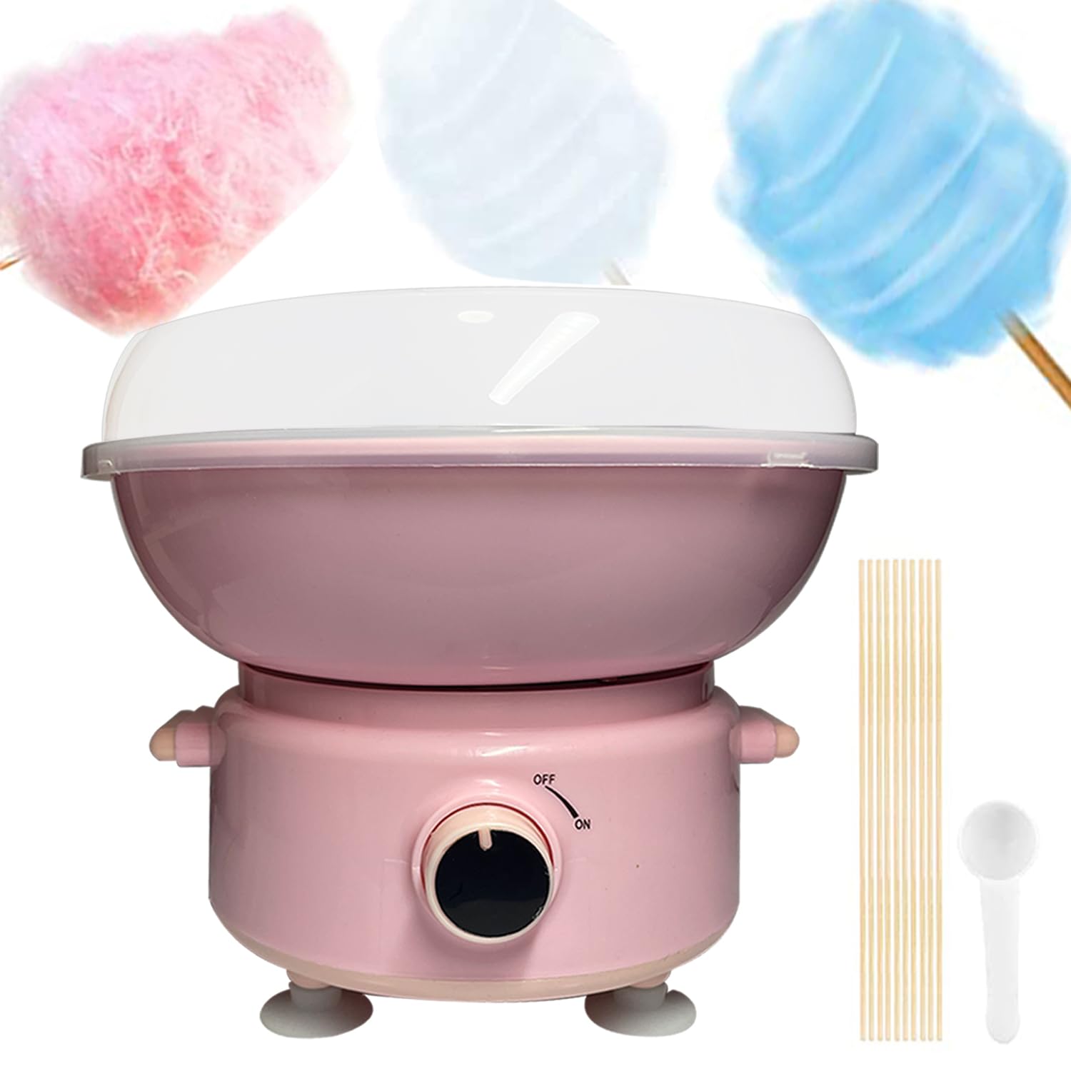 AngelReally Mini Cotton Candy Maker Machine for Kids - Pink Portable Home Candy Floss Maker with 20 Sticks & Sugar Scoop - Perfect for Birthday Parties, Christmas Gifts & Family Gatherings