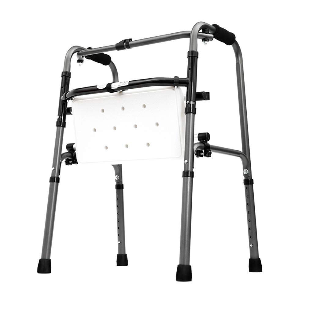 Lightweight Folding Walker with Seat - Adjustable Medical Walking Frame for Seniors & Handicapped - Mobility Aid for Indoor/Outdoor Use, Recovery & Daily Support