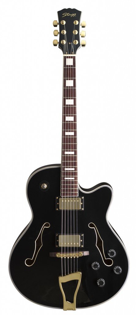 Stagg A300 Jazz Semi-Acoustic Electric Guitar for Beginners & Professionals - Black Finish | Perfect for Jazz, Blues & Live Performances