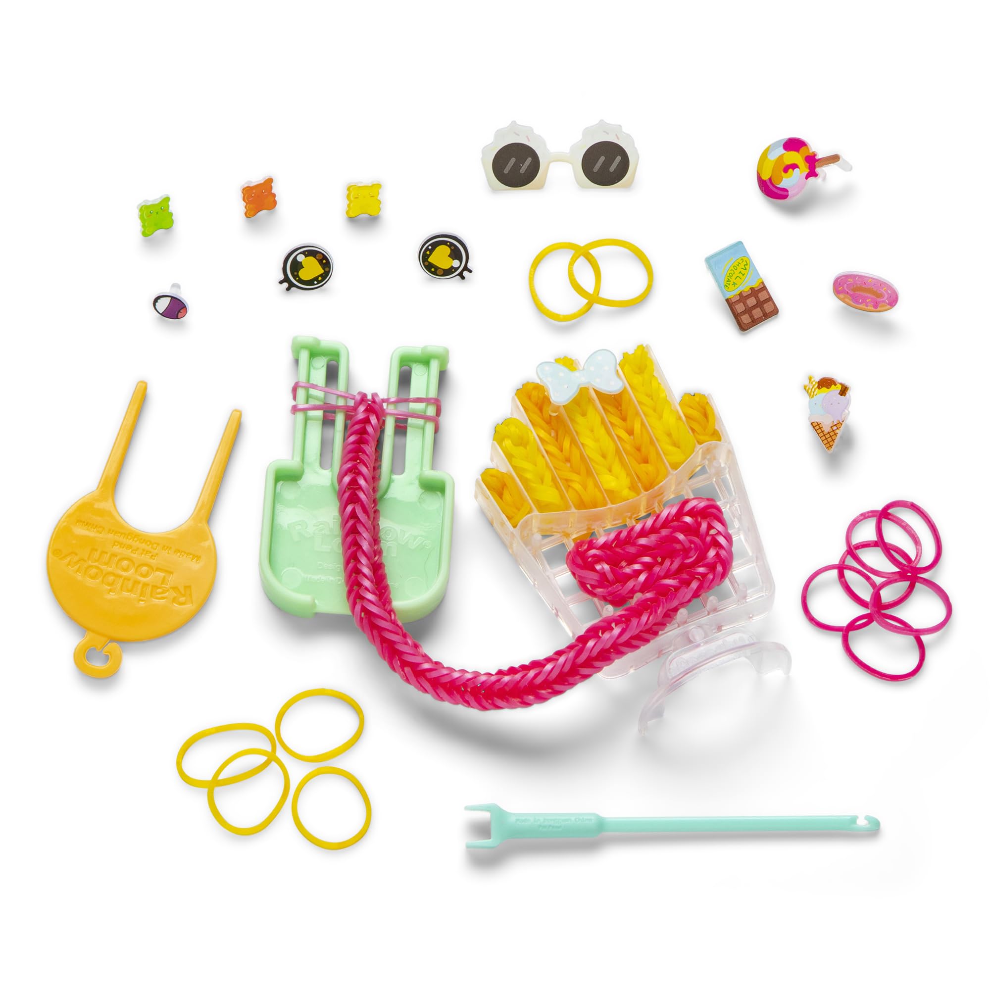 Rainbow Loom Loomies Food Figurines - 4 Character Rubber Band DIY Craft Kit - Make 4 Adorable Food Themed Characters - Perfect for Kids Parties, Creative Play & STEM Learning (Ages 7+)