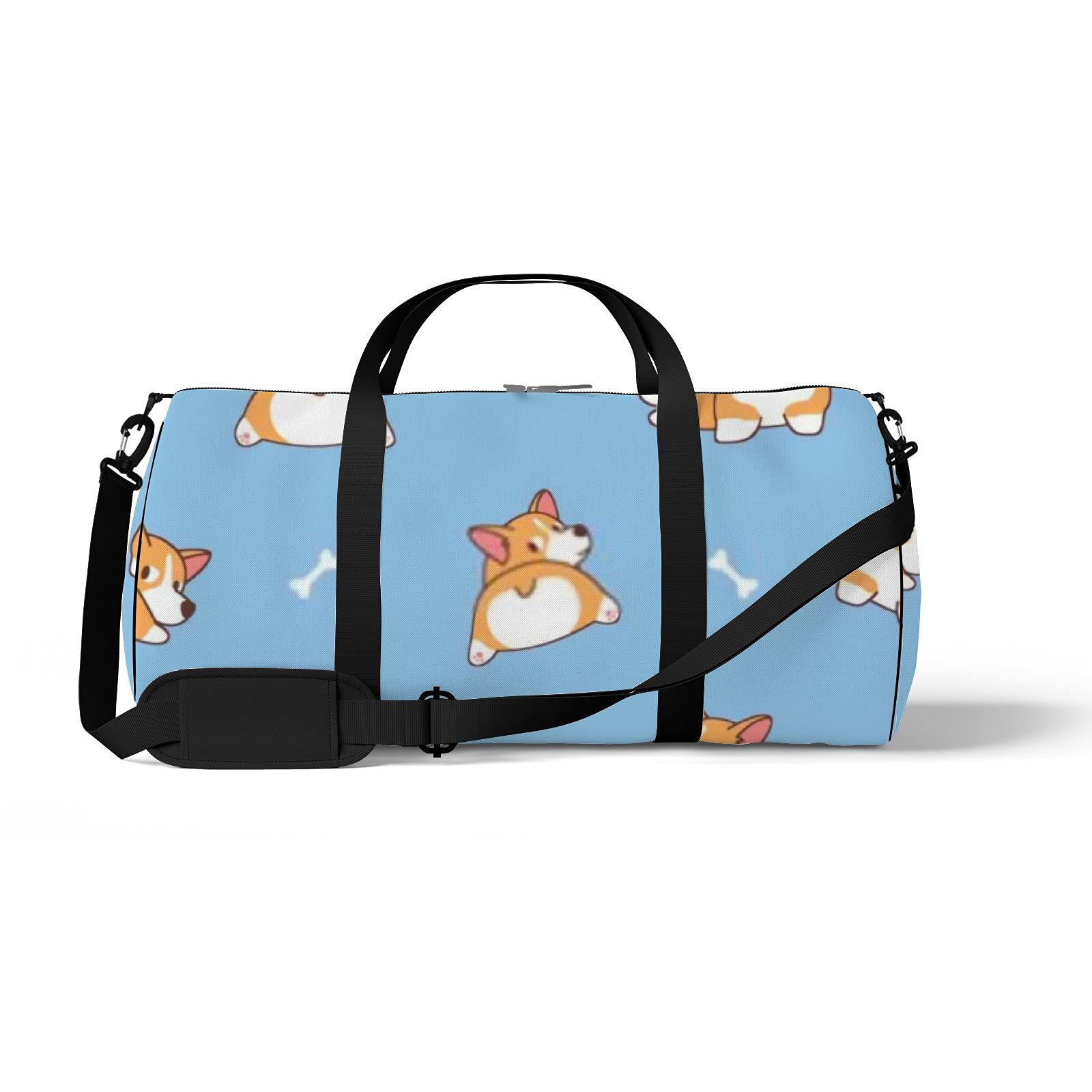 Cute Cartoon Corgi Dog Butt Gym Bag - Waterproof Sports Tote with Shoulder Strap & 2 Side Pockets for Men Women, Travel Storage Bag (Blue, 17.6 x 9 Inches) - Perfect for Gym, Yoga, Beach & Daily Commute