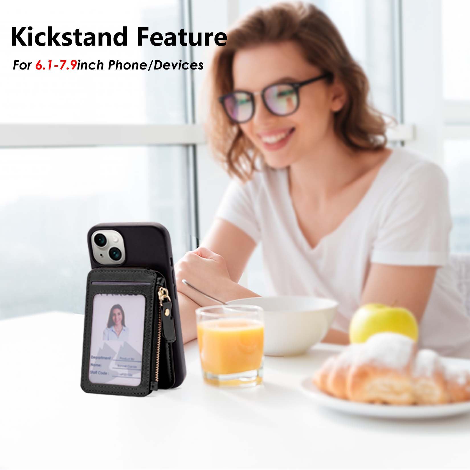 M-Plateau Phone Wallet with Zipper Coin Purse & Lanyard - Card Holder Case Compatible with iPhone 14/13/12 & Most Smartphones (Black) | Perfect for Travel, Shopping & Everyday Use