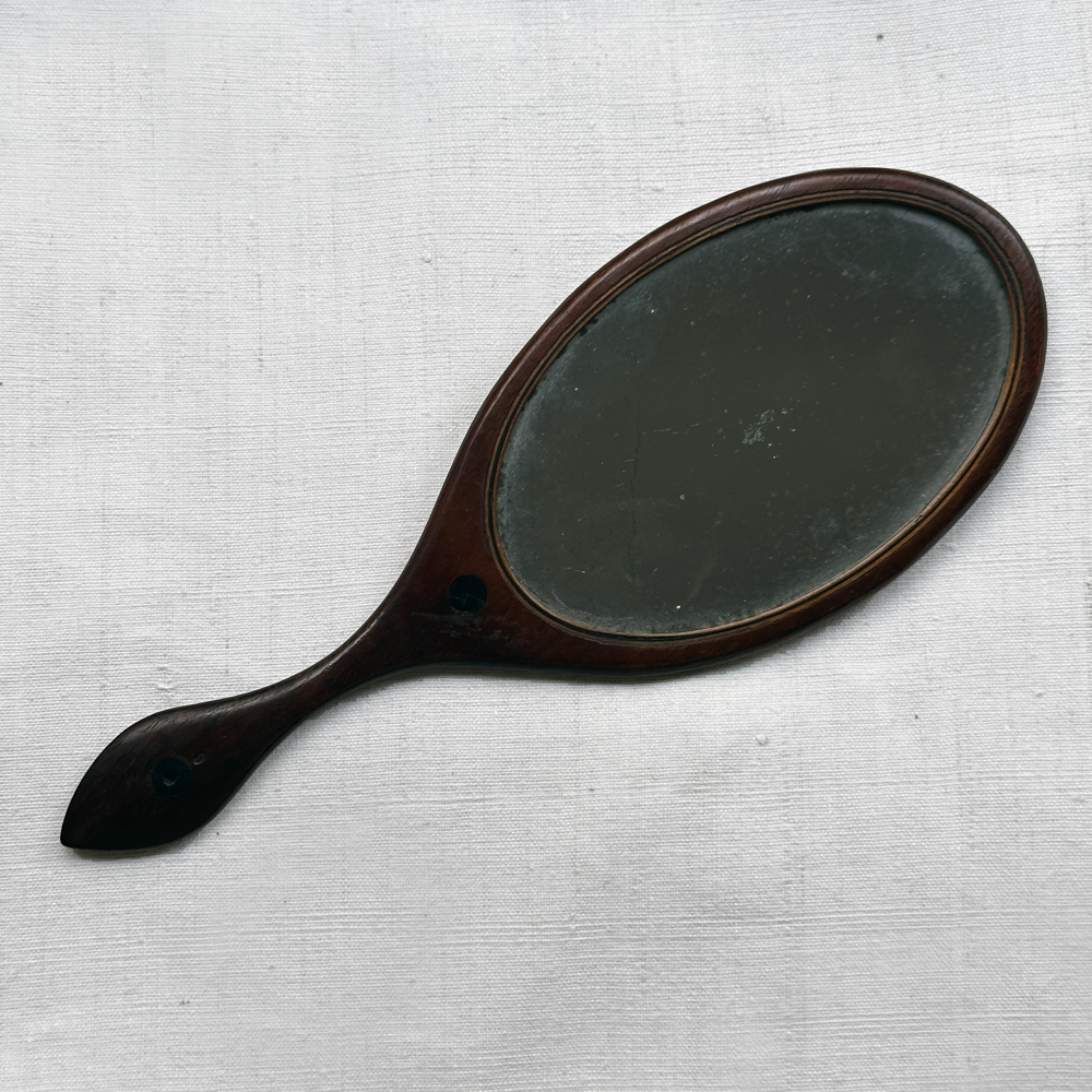 Antique 19th Century Round Amish Hand Mirror - Vintage Brass Wall Mirror for Bathroom, Bedroom & Vanity Decor - Perfect for Victorian Style Home Decor & Gift